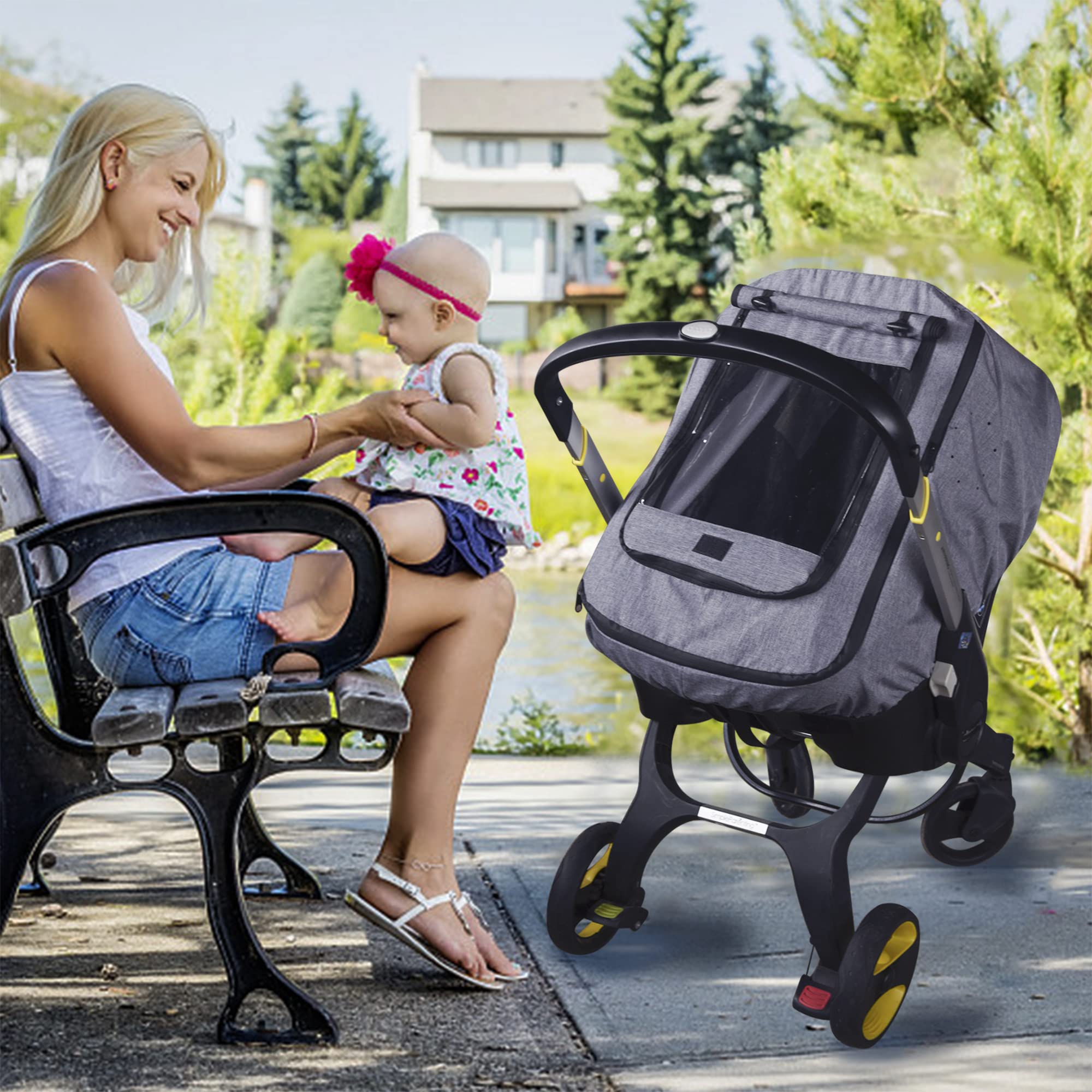 Universal Baby Car Seat Rain Cover - Waterproof & Windproof Stroller Accessory for Infant Protection Against Rain, Snow, Dust (Grey) | Perfect for Outdoor Walks, Travel & Inclement Weather