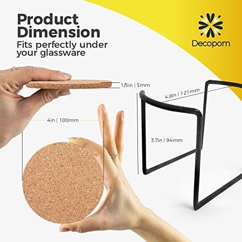 Premium 4-Inch Round Edge Cork Coasters Set of 16 with Metal Storage Caddy - Thick Absorbent Heat-Resistant Reusable Drink Coasters for Wine Glasses, Mugs, and Cold Beverages - Perfect for Home Bars, Restaurants, and Office Use