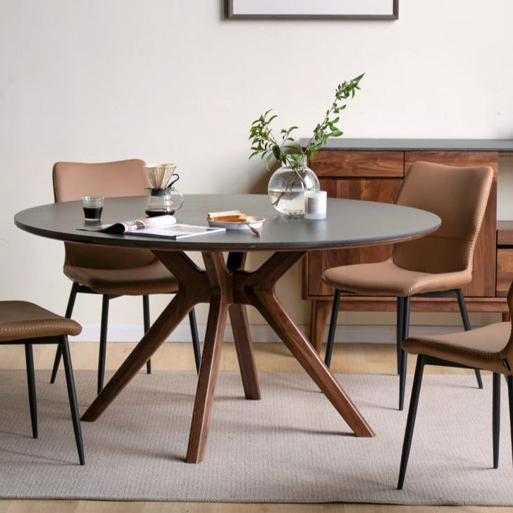 Premium Black Walnut Solid Wood Round Dining Table - 42 Inch Natural Wooden Kitchen Table for 4-6 People - Perfect for Family Dinners, Kitchen Islands & Dining Rooms