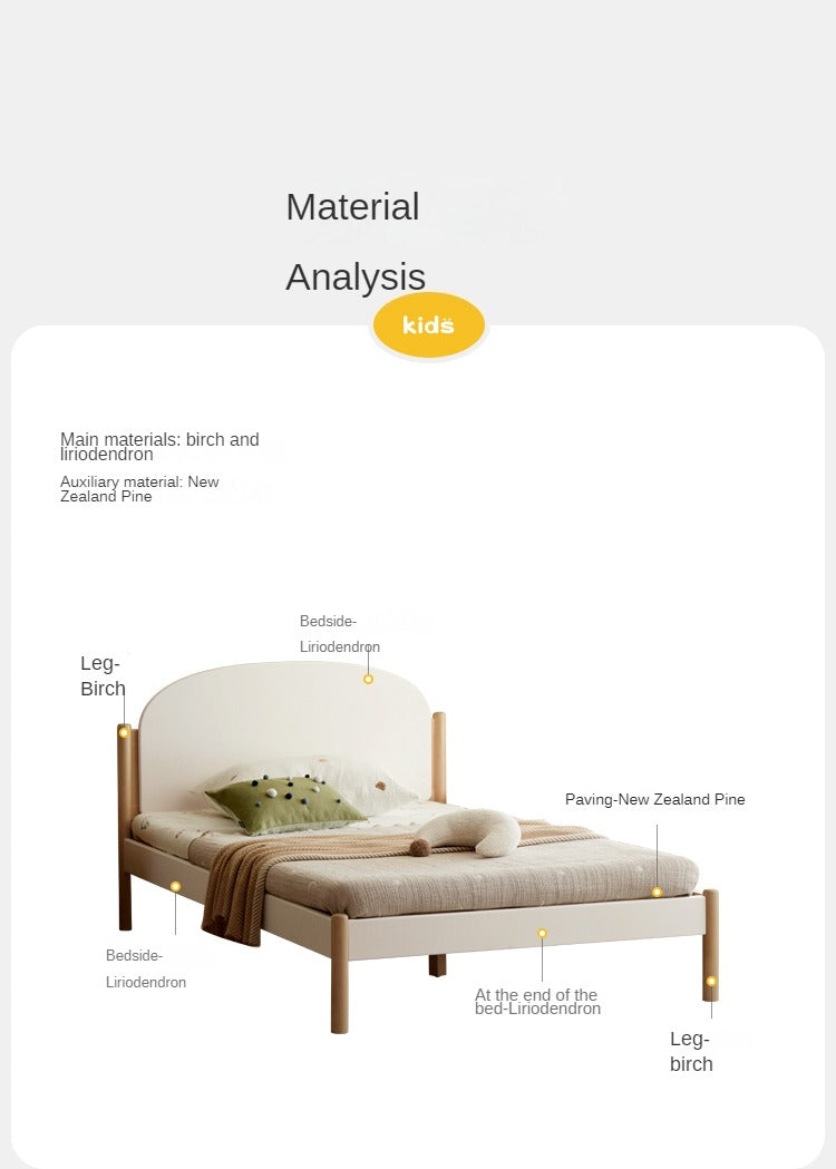 Solid Wood Poplar Kids Bed for Boys & Girls - Durable & Safe Children's Bedroom Furniture for Toddler to Teen Years