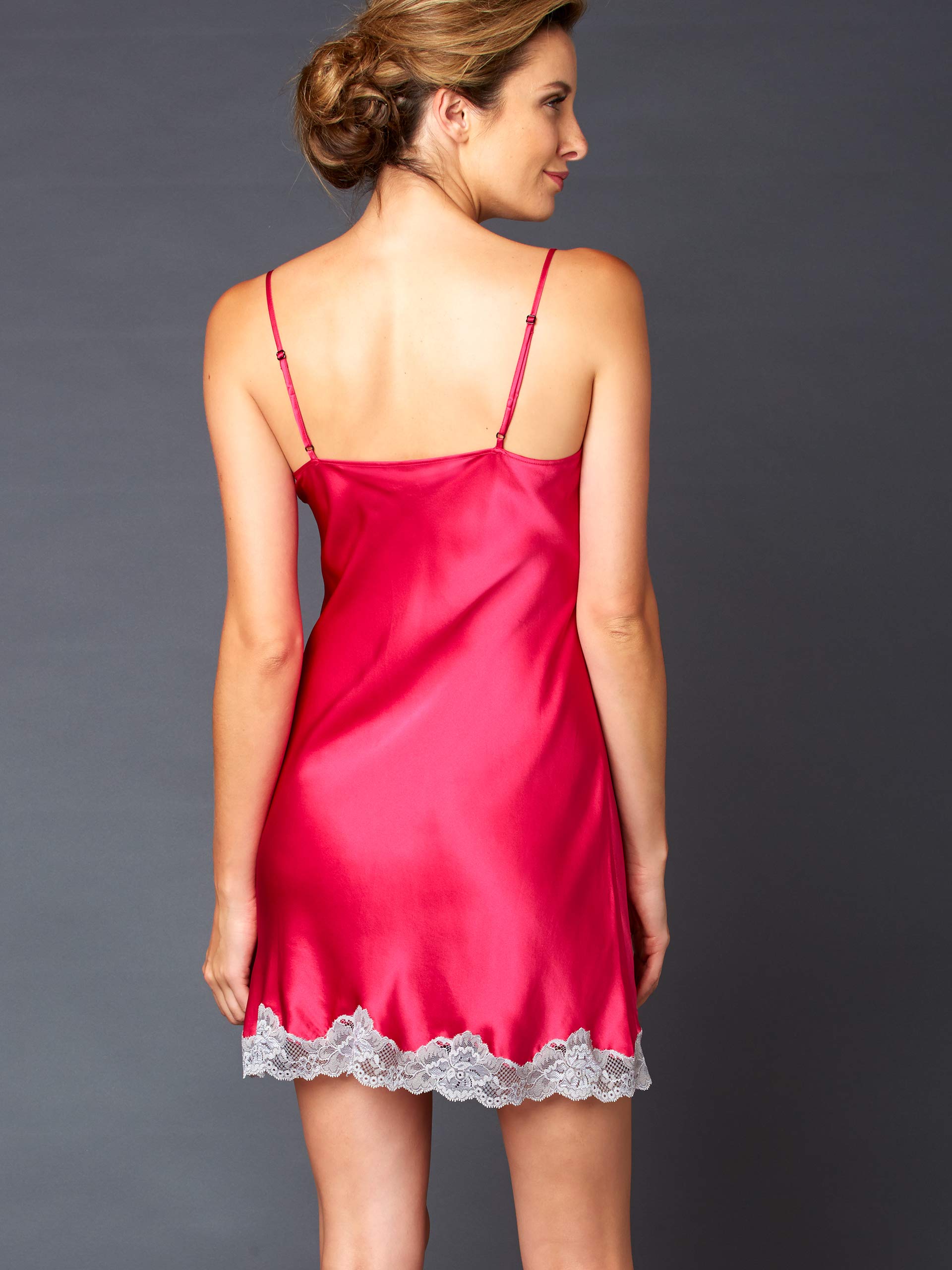Luxury Women's 100% Pure Silk Chemise Nightgown with Delicate Lace Neckline - Elegant Sleepwear & Lingerie Set in Beautiful Gift Box - Perfect for Valentine's Day, Anniversary Gifts & Romantic Nights
