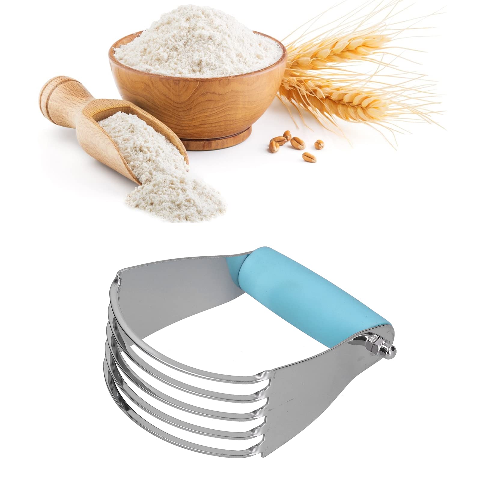 Non-Slip Dough Cutter with Soft Handle - Rustproof Kitchen Tool for Baking & Cooking (Blue)