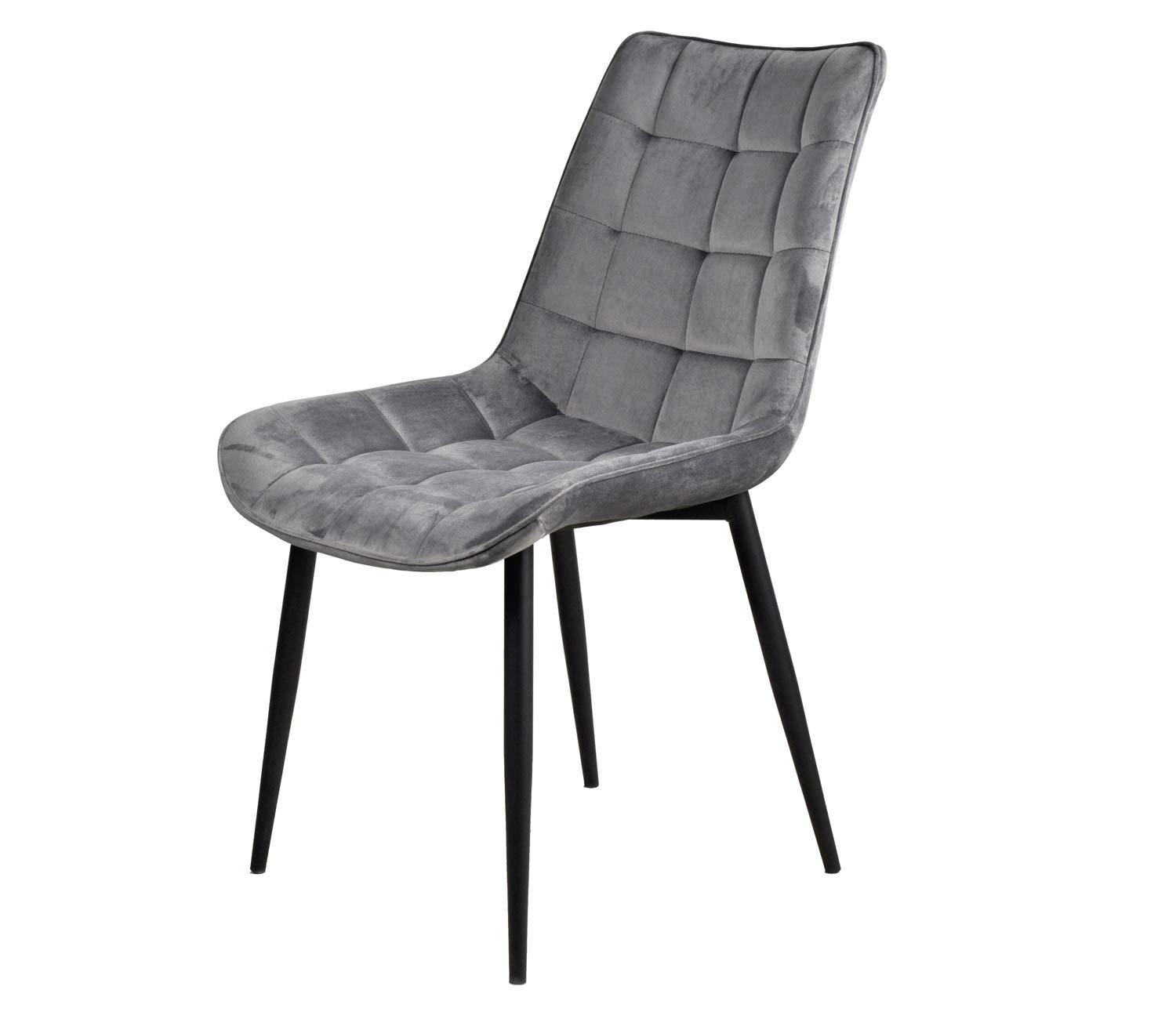 Sunflower Velvet Kitchen Dining Side Chairs - Set of 2 Grey Upholstered Modern Chairs with Metal Legs, 24