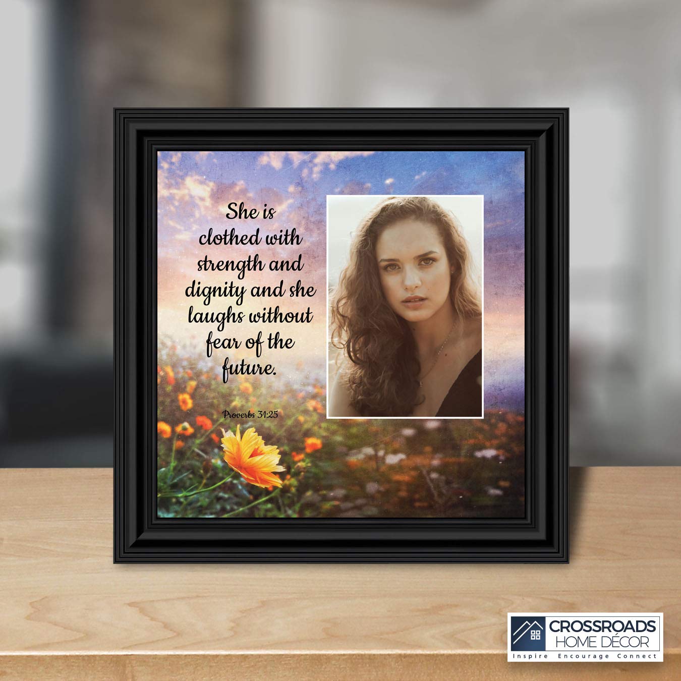 Christian Home Décor - Proverbs 31 Woman Wall Art with Bible Verse, Spiritual Gifts for Women & Teen Girls - Inspirational Room Decor for Bedroom, Office & Church (6428B)