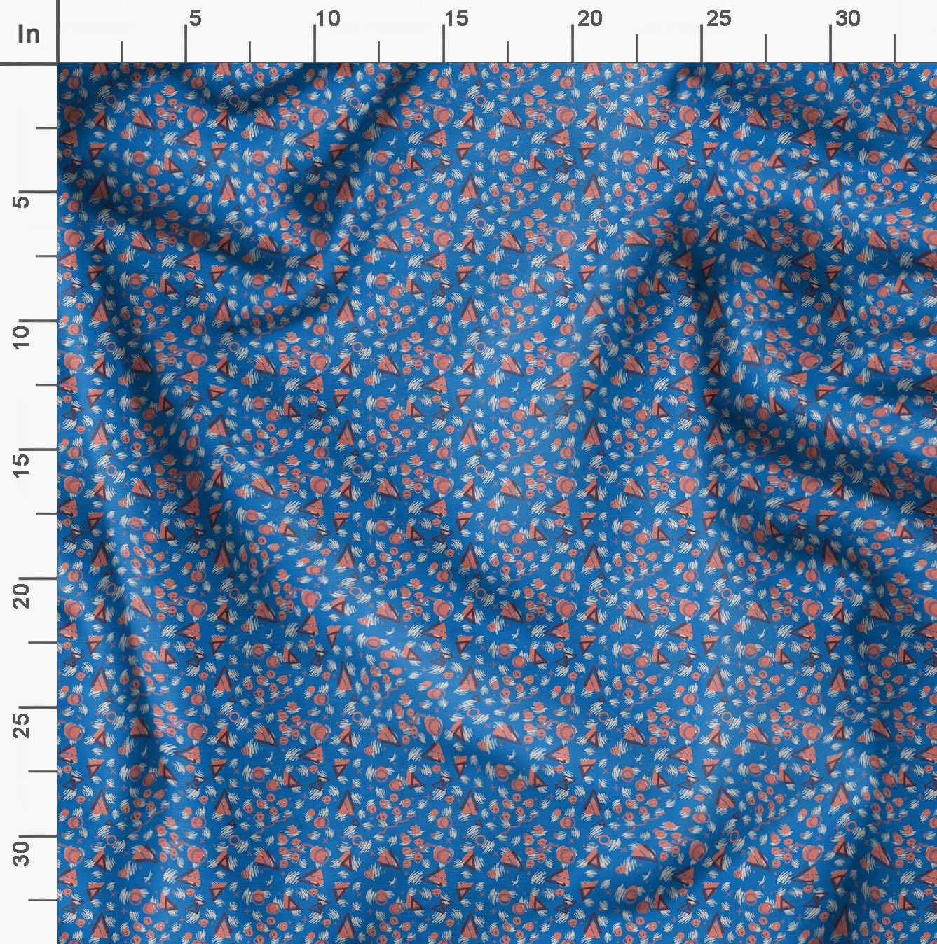 Soimoi Moss Georgette Blue Fabric by The Yard - 42 Inch Wide Geometric Printed Fabric with Circle & Triangle Pattern - Lightweight Textile for DIY Crafts, Dresses, Curtains & Home Decor Projects