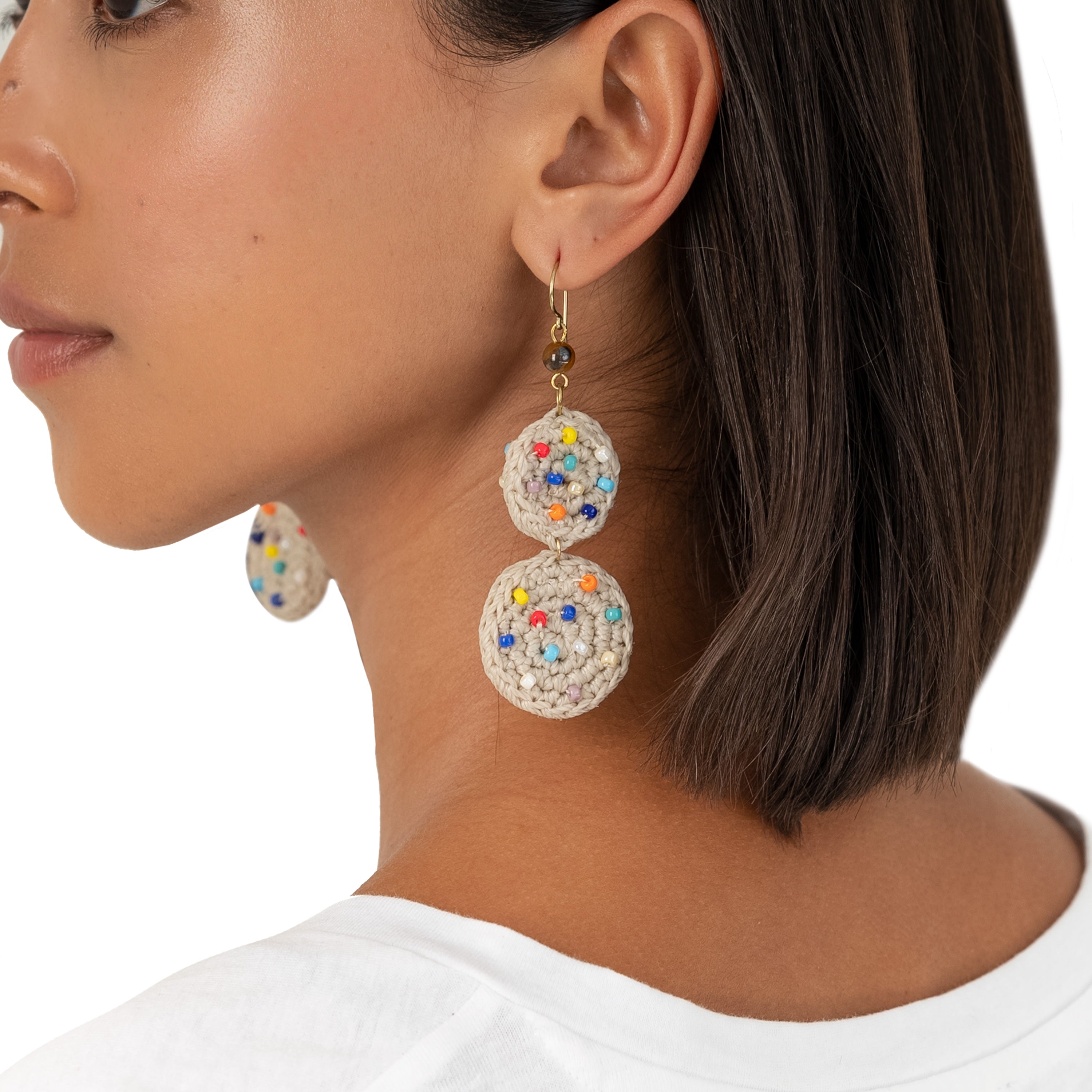 Elegant Jasper Double Disc Earrings for Women - Boho Chic Dangle Jewelry for Casual & Party Wear
