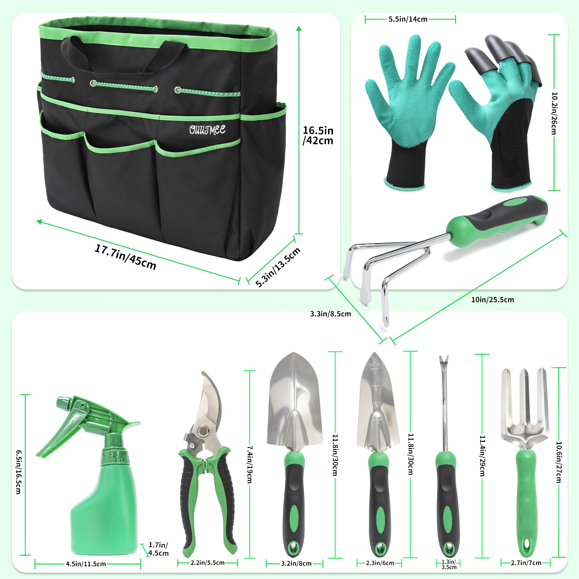 Premium Heavy Duty Stainless Steel Gardening Tool Set with Storage Bag & Gloves - 9-Piece Outdoor Garden Kit for Women & Men - Perfect for Planting, Weeding, Landscaping and Home Garden Maintenance