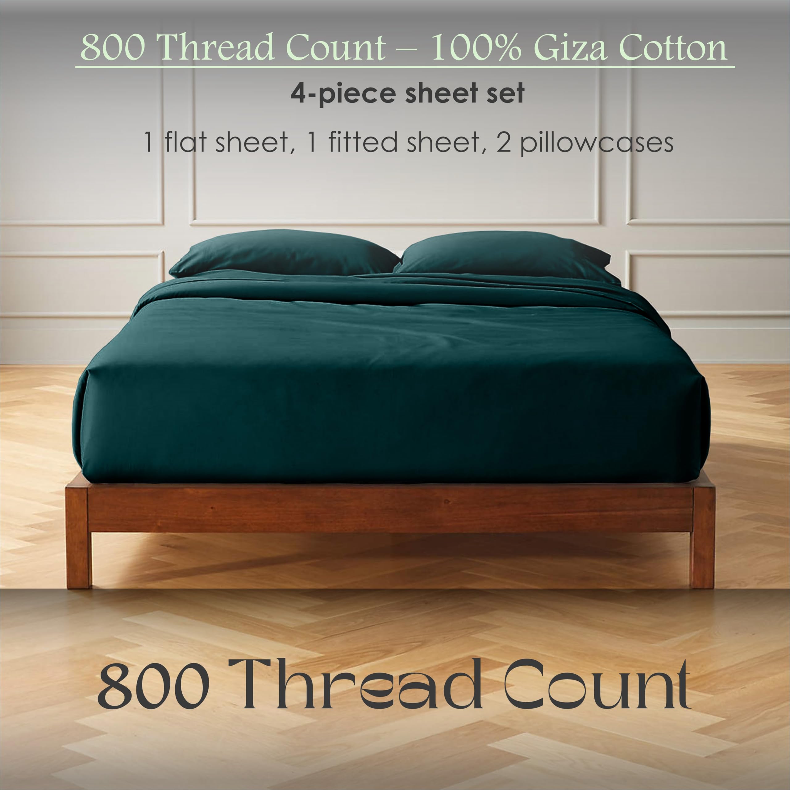 Premium Queen XL Giza Cotton Sheet Set - 800 Thread Count Egyptian Cotton Bedding with 16