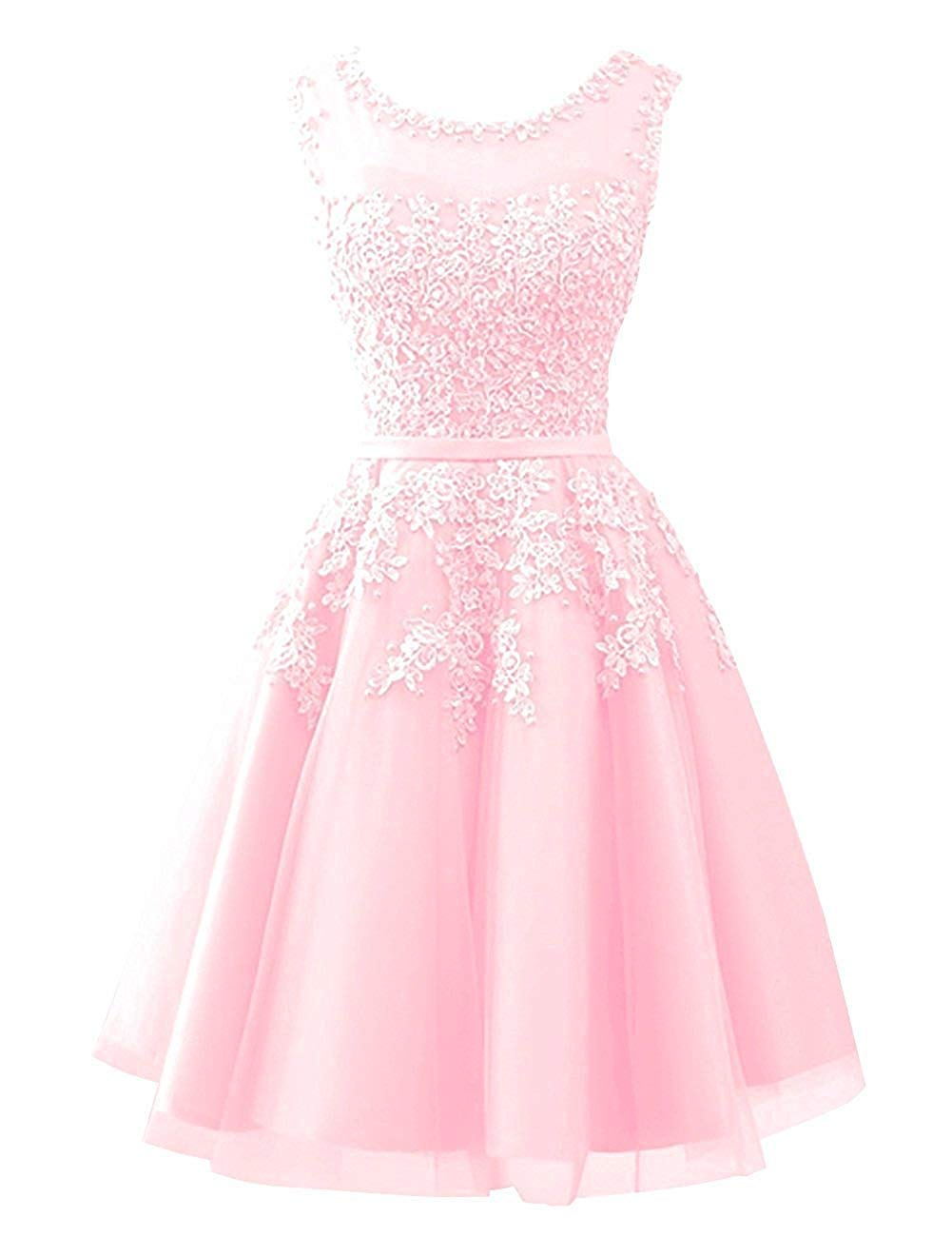 Elegant Lace Appliques Tulle Homecoming Dress - Short Sleeveless Prom Party Dress for Juniors | Perfect for School Dances, Formal Events & Special Occasions