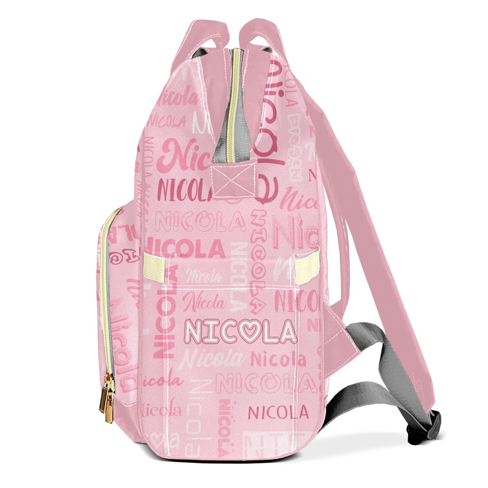 Large Capacity Custom Diaper Bag with Name - Multifunctional Personalized Baby Backpack for Girls & Boys | Waterproof Fashion Shoulder Bag & Travel Daypack for Moms | Perfect for Nursery, Daycare, Shopping & Family Outings