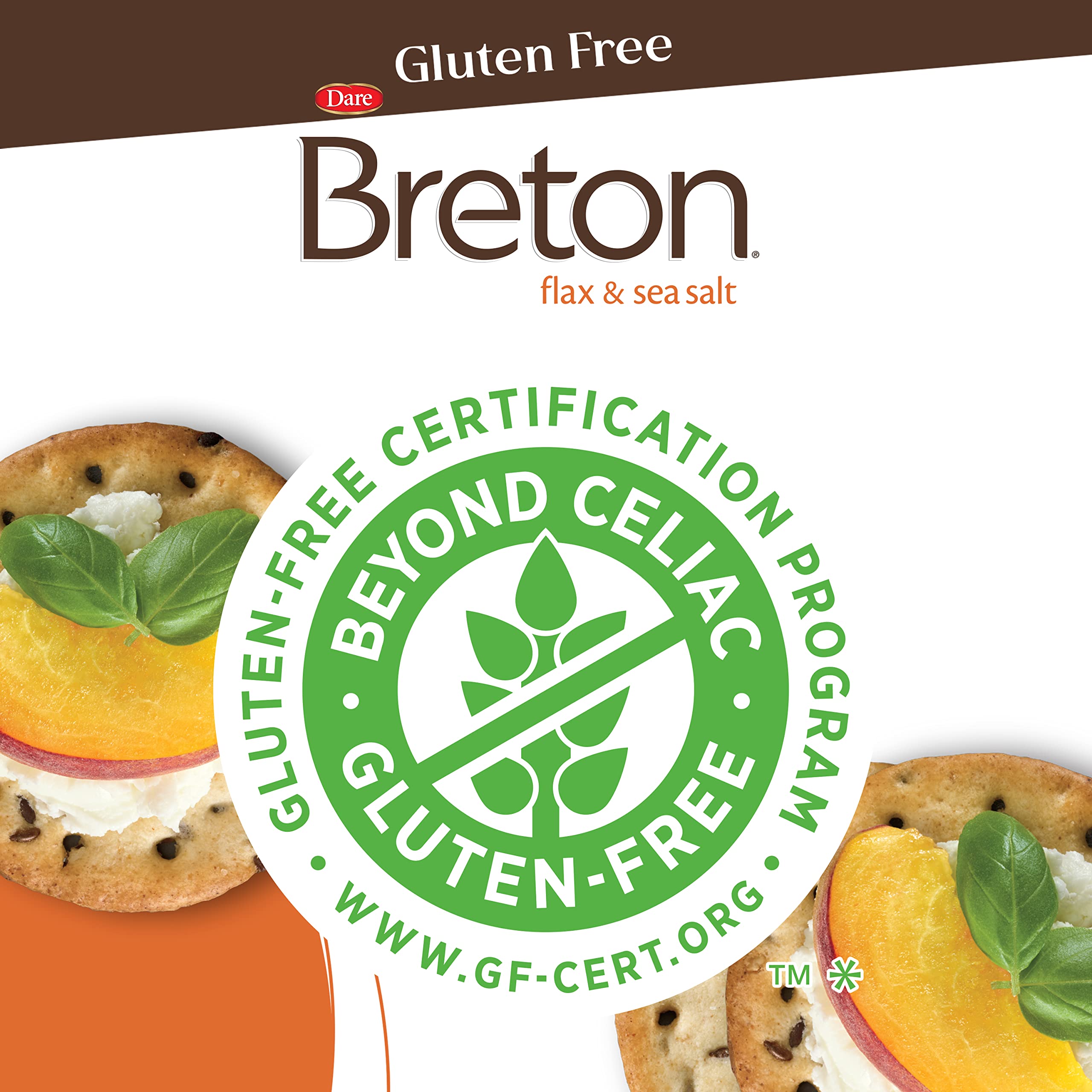 Dare Breton Gluten Free Original Flax Crackers – 4.76oz (6-Pack) – Healthy Party Snacks No Artificial Colors or Flavors – Perfect for Entertaining, Lunches & Gluten-Free Diets
