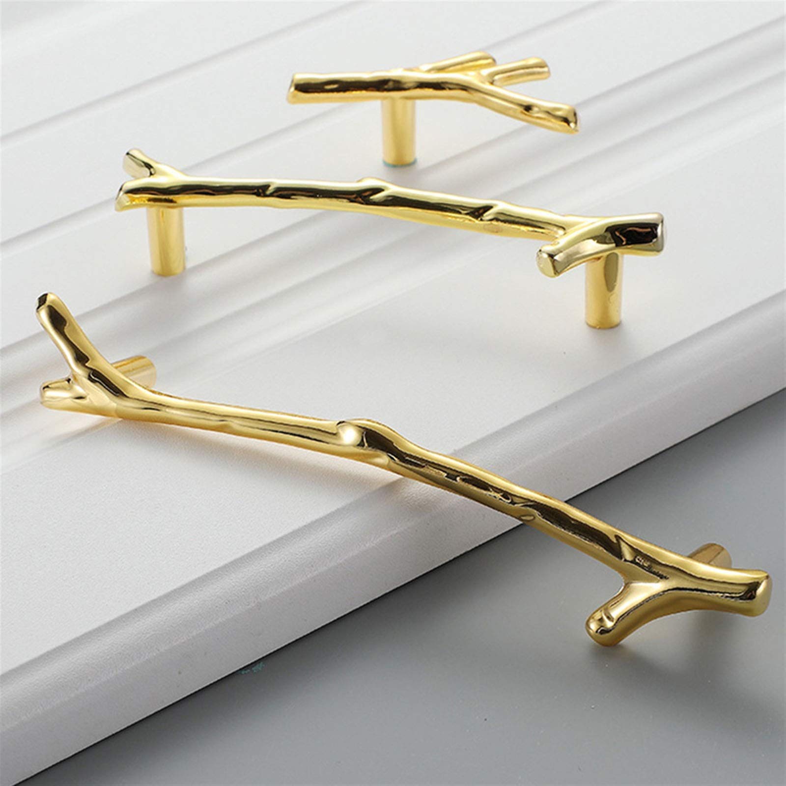 Vintage Twig Cabinet Handles - Gold Knobs for Wardrobe & Dresser