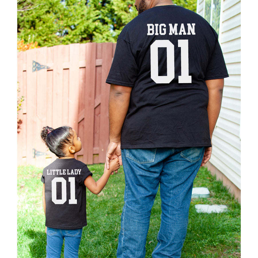 Big and Little Matching Black T-Shirts for Couples, Father & Daughter, Mother & Son - Perfect for Family Photos, Holidays, and Special Occasions