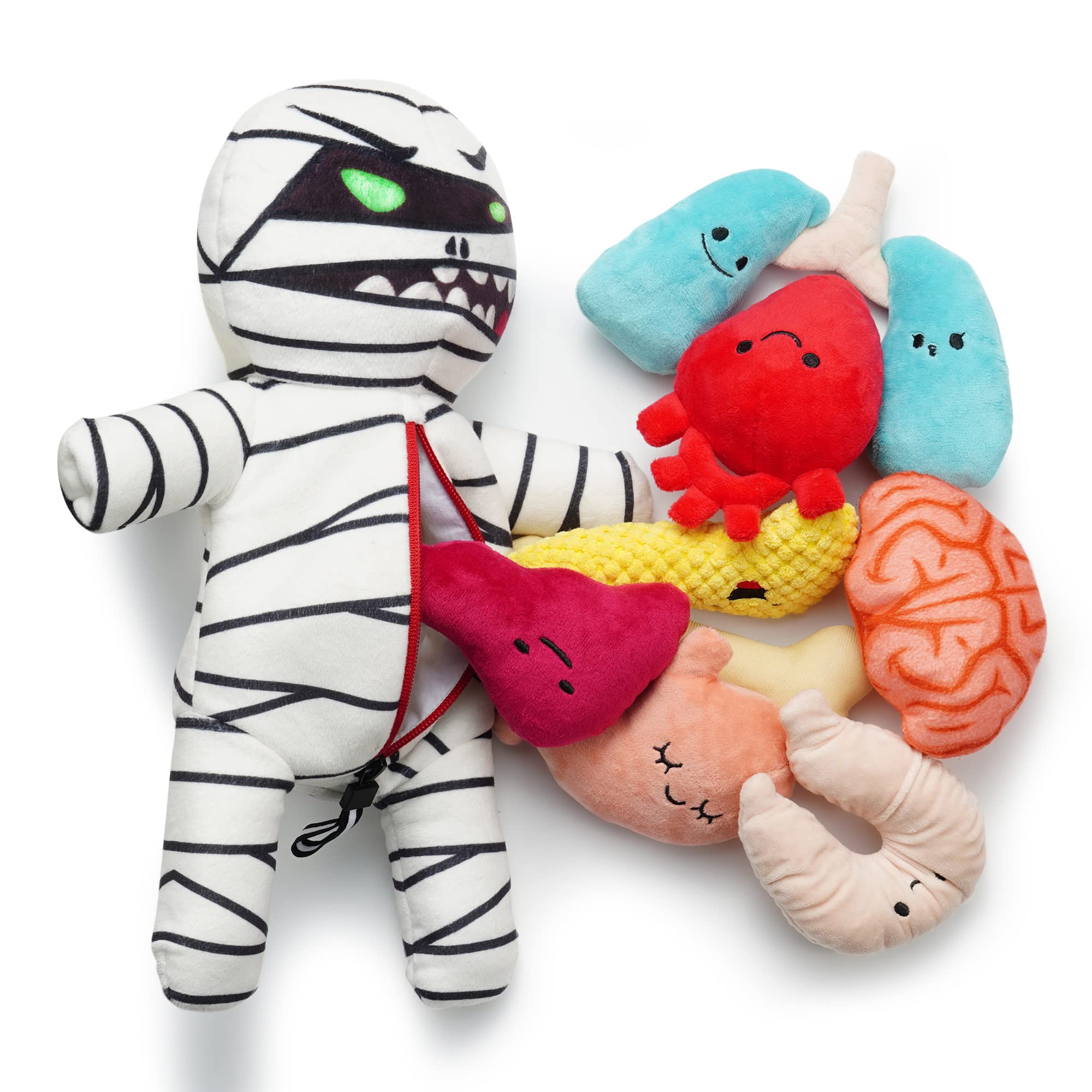 Halloween Zombie Mummy Dog Chew Toy with Squeaker & Organs - Funny Interactive Plush Puzzle Toy for Puppy Training, Small & Medium Dogs - Perfect for Hide & Seek Games and Halloween Pet Costume Parties