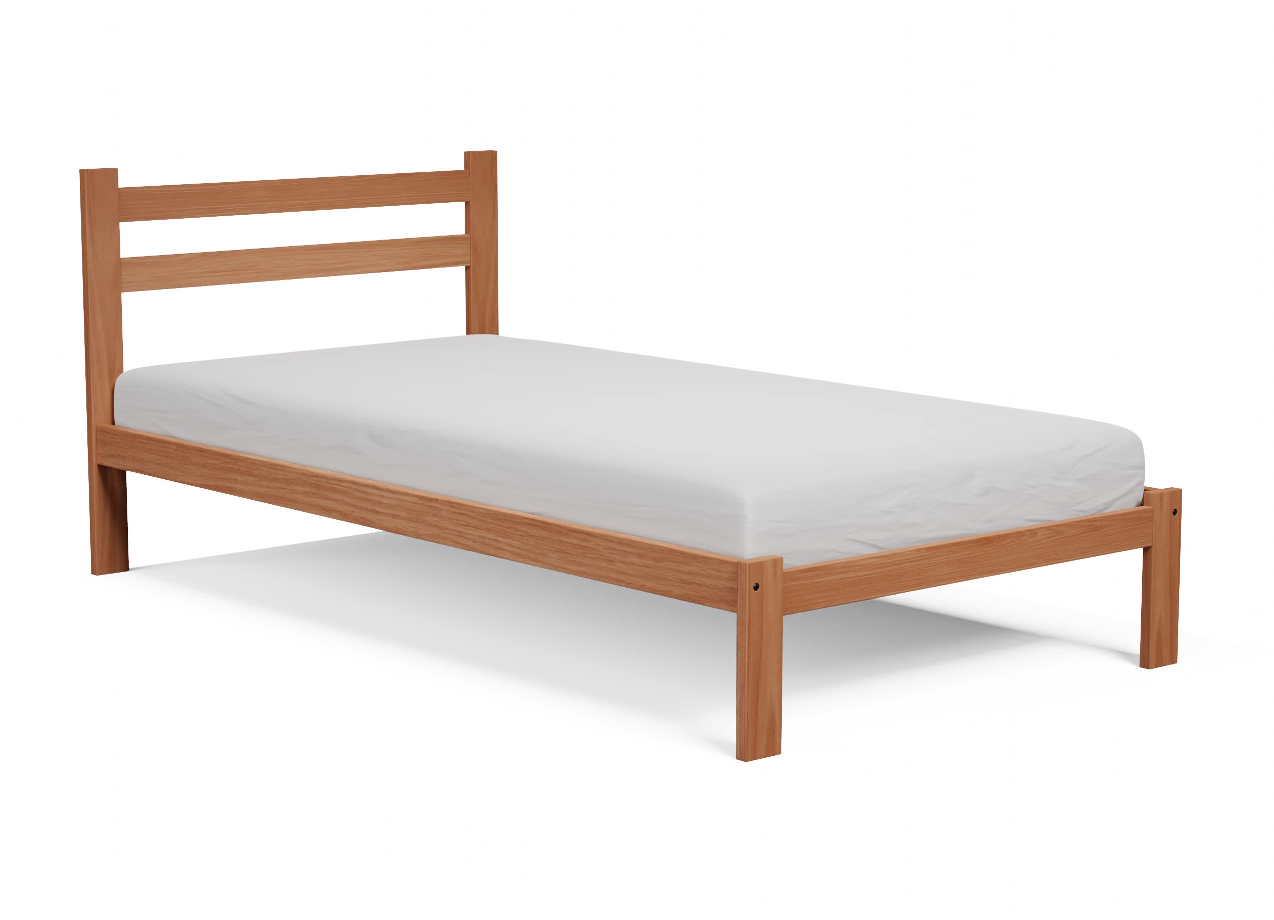 **Twin Size Bed Frame - Solid Pine Wood with Hardwood Slats, Honey Pine Finish - Sturdy Kids Bed for Boys & Girls Bedroom - Perfect for Guest Rooms, Dorms & Small Spaces**