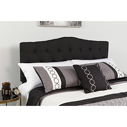 Black Tufted Upholstered Queen Size Headboard - Modern Bedroom Furniture for Master & Guest Rooms | Perfect for Home Decor & Interior Design