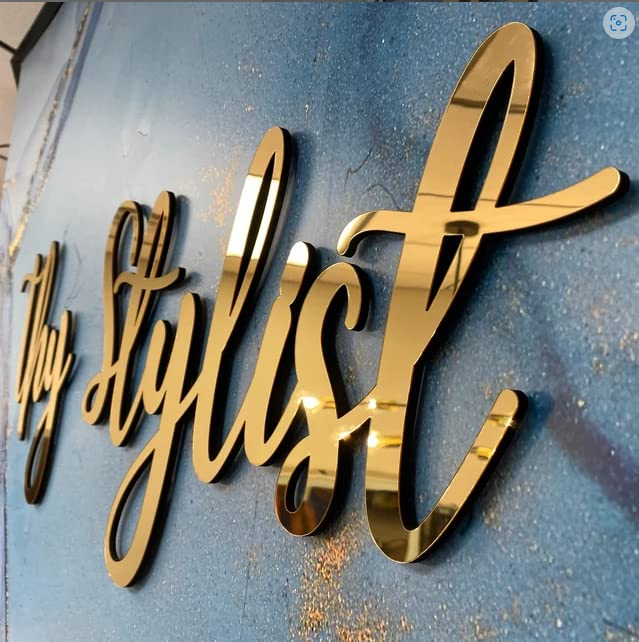 Custom Acrylic Name Sign - Personalized Gold Mirror Lettering (24