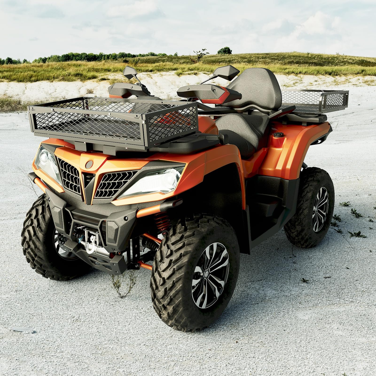 HECASA Universal ATV Cargo Basket - Heavy Duty Steel Front & Rear Drop Storage Rack for ATV/UTV | Perfect for Hunting, Camping & Off-Road Adventures