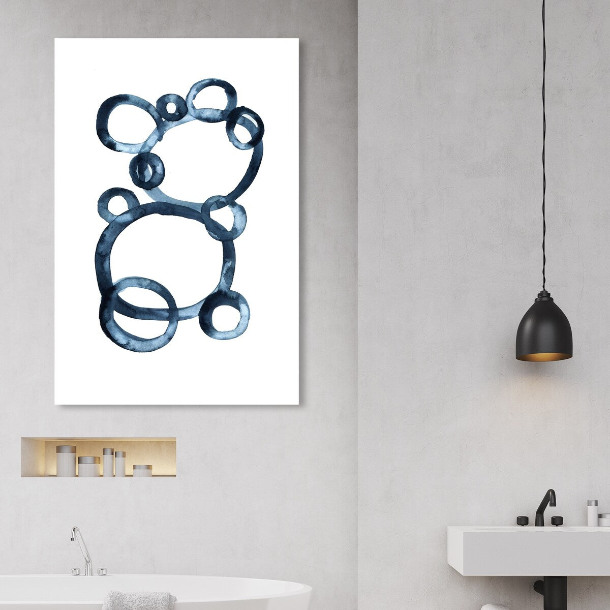 Bear Bubbles Modern Baby Bear Fingerpainted Art - Contemporary White Canvas Wall Print for Nursery & Boys Room Decor - Perfect for Baby Showers, Kids Bedrooms & Playroom Wall Art