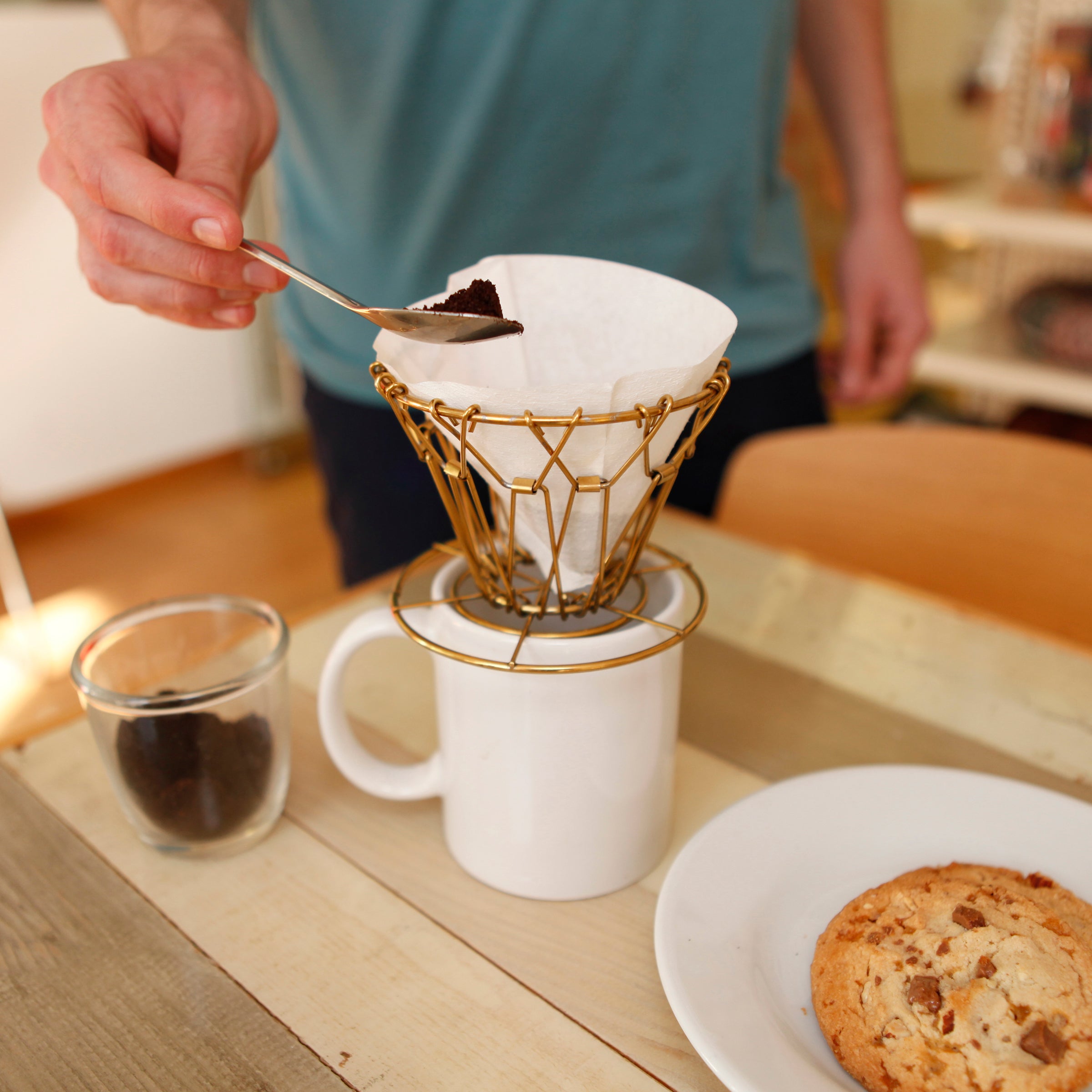Premium Brass Collapsible Coffee Dripper - Portable Pour Over Coffee Maker for Travel, Camping & Home Brewing - Easy Foldable Design for Compact Storage