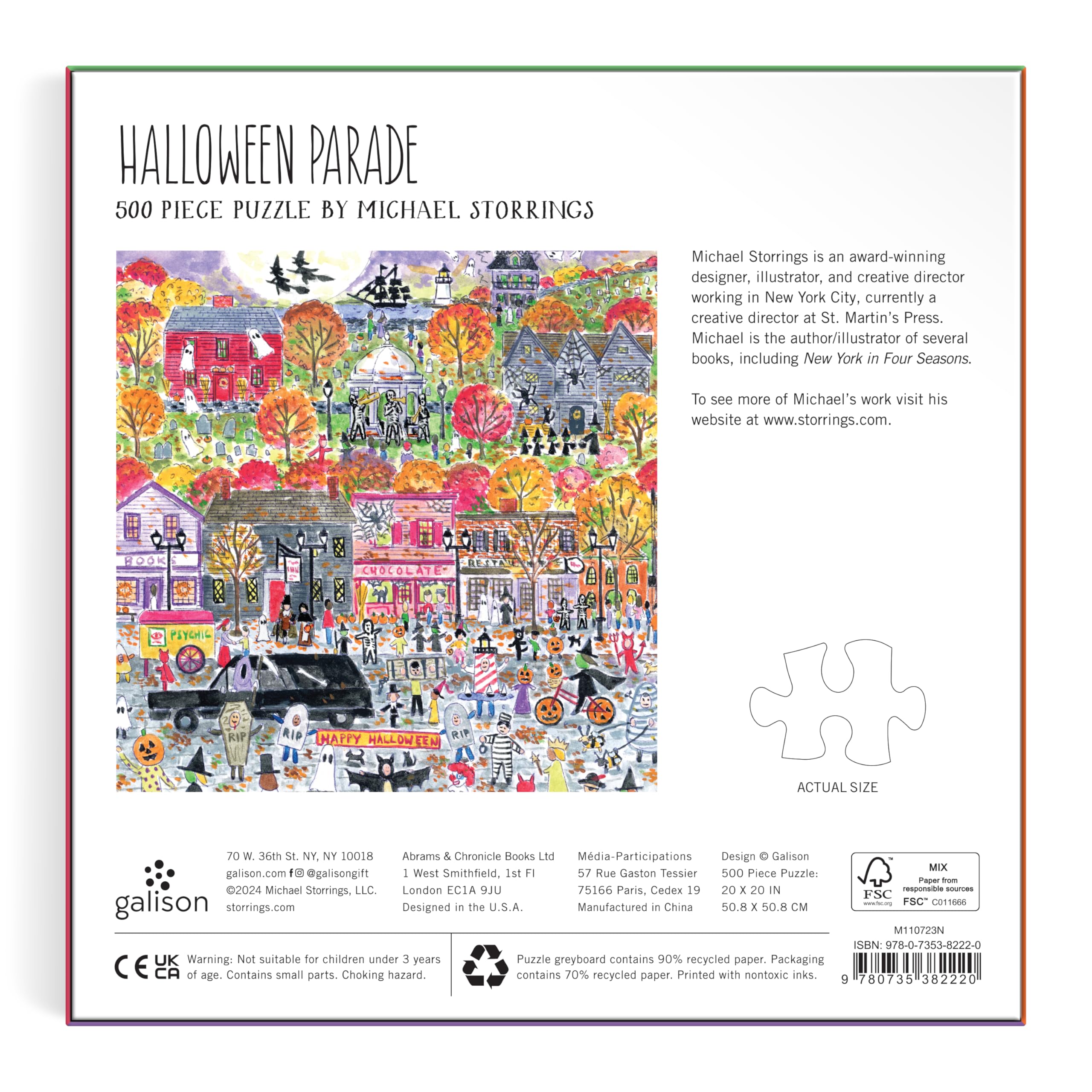 500-Piece Halloween Parade Jigsaw Puzzle by Michael Storrings – Spooky Salem Massachusetts Artwork for Adults & Families | Perfect for Halloween Parties, Home Decor & Relaxation