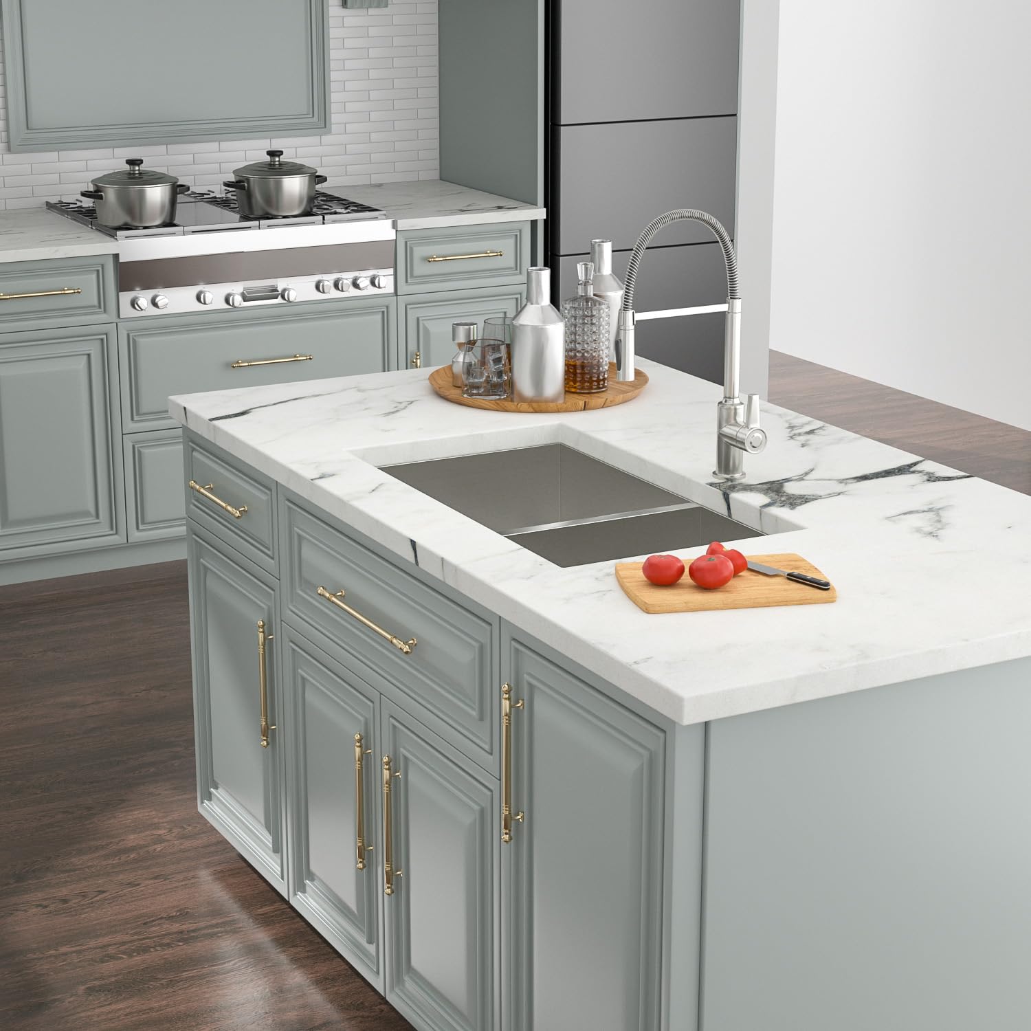Kichae 33 Inch Undermount Double Bowl Stainless Steel Kitchen Sink - 60/40 Double Basin, 18 Gauge, 33x19 Inches - Perfect for Modern Kitchens, Food Prep, and Dishwashing