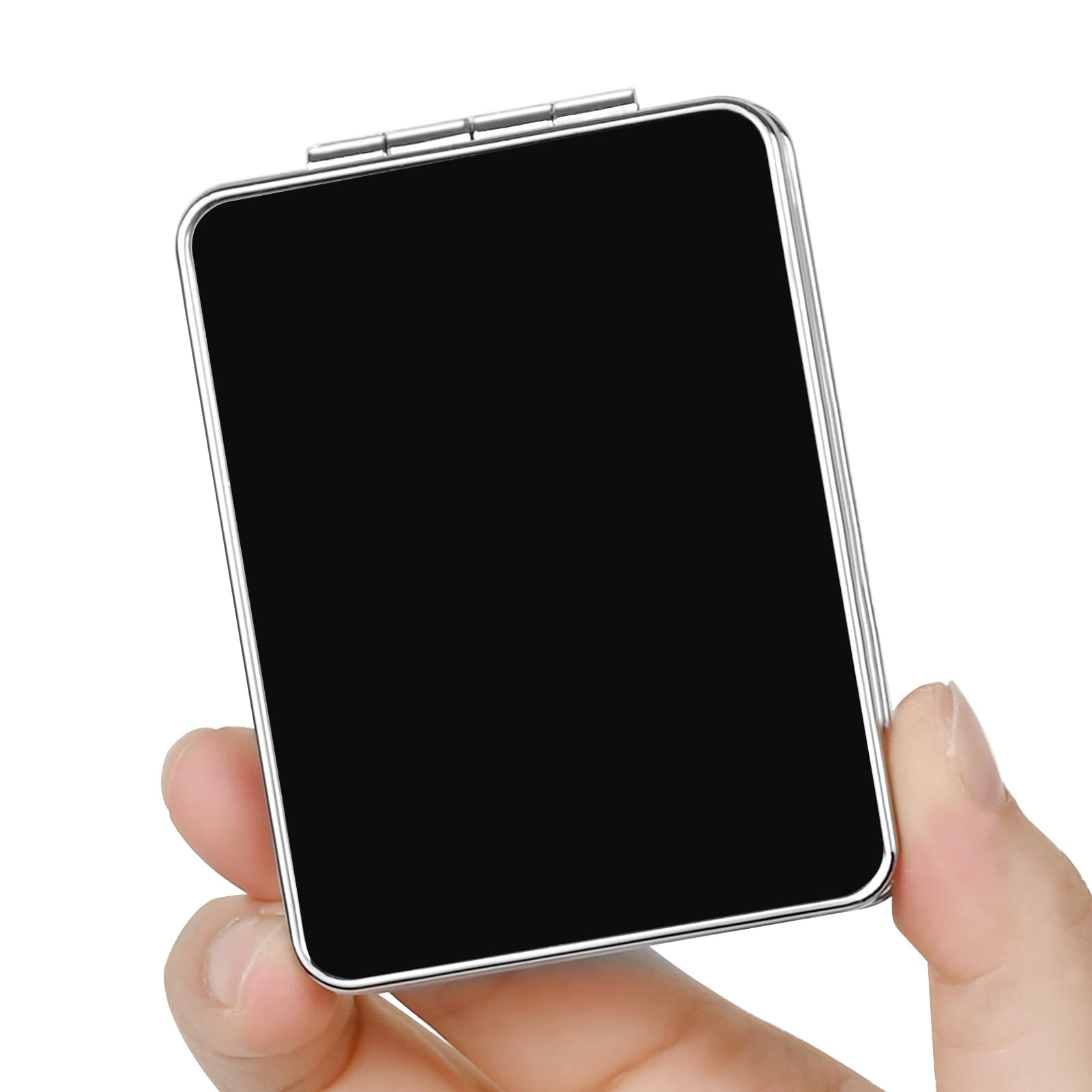 Portable Double-Sided Magnifying Travel Mirror - Small Pocket Cosmetic Mirror with 1X/5X Magnification for Makeup, Grooming & Travel (Black) | Perfect for Home, Office, Purse & On-The-Go Touch Ups