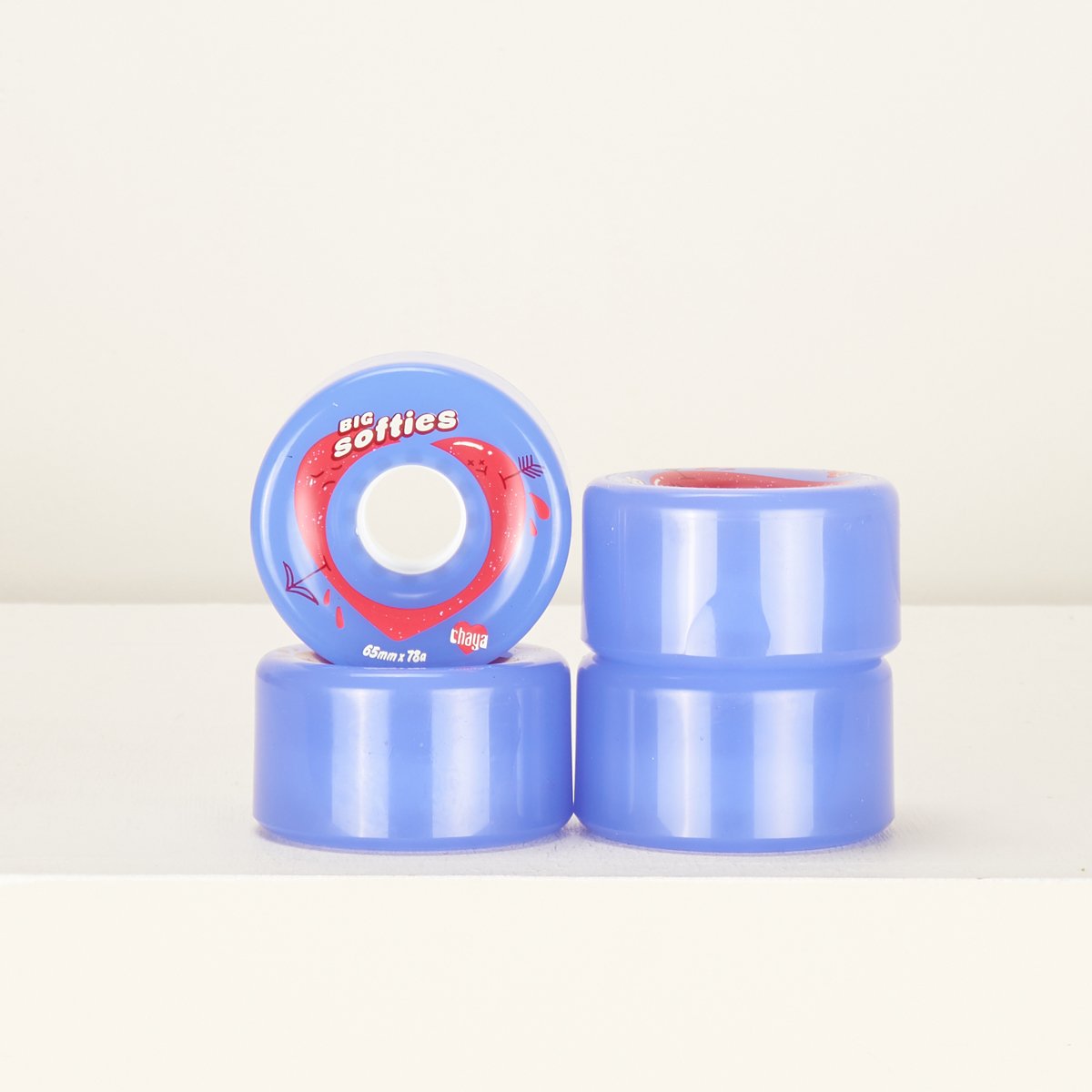 Chaya Big Softies 65mm 78A Skateboard Wheels - Purple - Perfect for Cruising, Longboard & Street Skateboarding