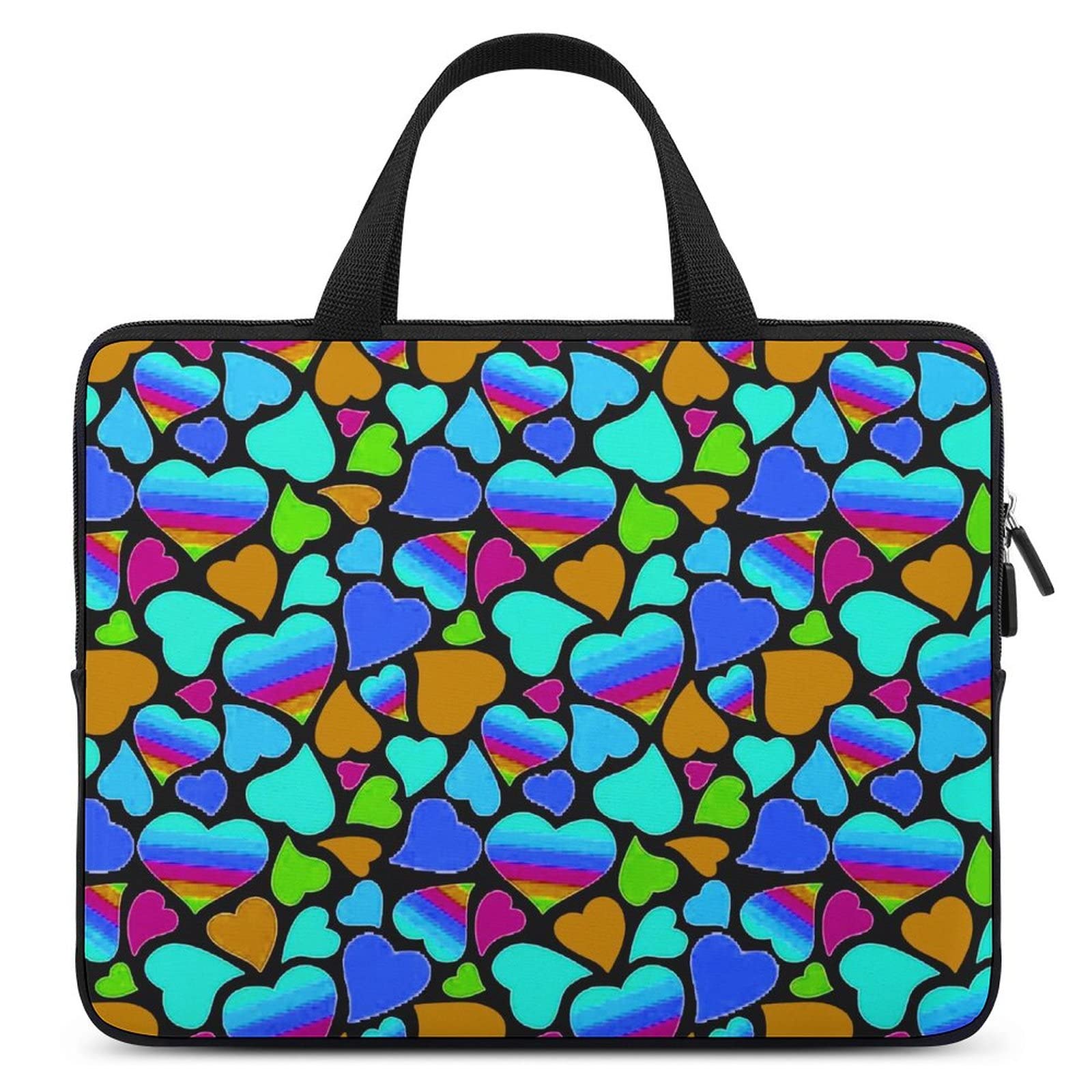 Rainbow Heart Pattern Laptop Case - Slim 15.6 Inch Computer Bag for Work & Travel, Waterproof Laptop Sleeve for MacBook, Notebook, Chromebook - Perfect for Office, School & Business Professionals