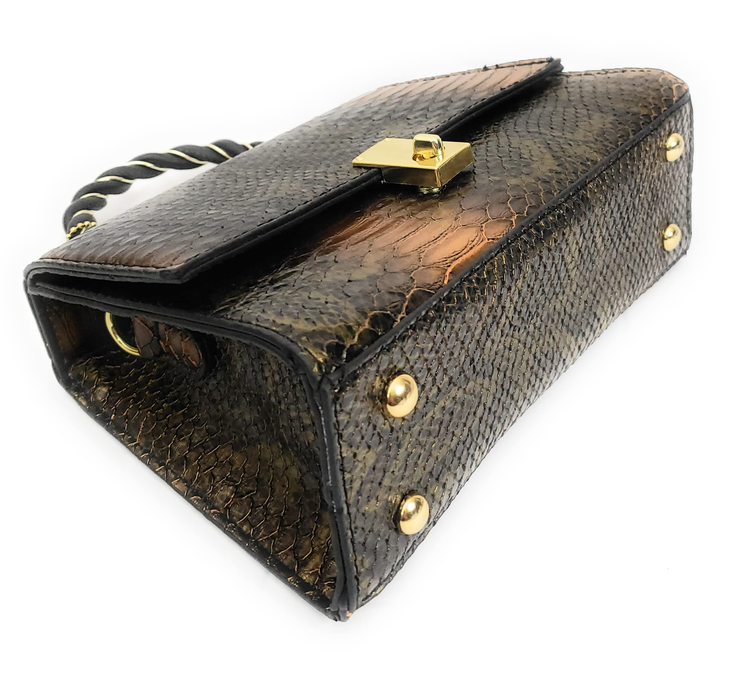 Vegan Leather Handbag for Women - Black Python Skin Texture Shoulder Bag & Crossbody Purse - Perfect for Work, Travel, and Everyday Use