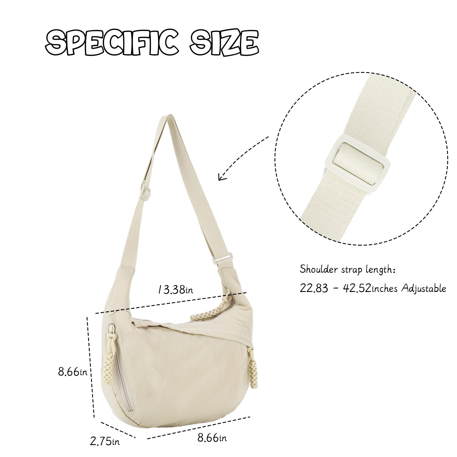GOKTOW Crescent Hobo Crossbody Bag for Women - Trendy Nylon Dumpling Shoulder Purse, Lightweight Travel Sling Carryall | Perfect for Daily Commute, Shopping & Weekend Getaways