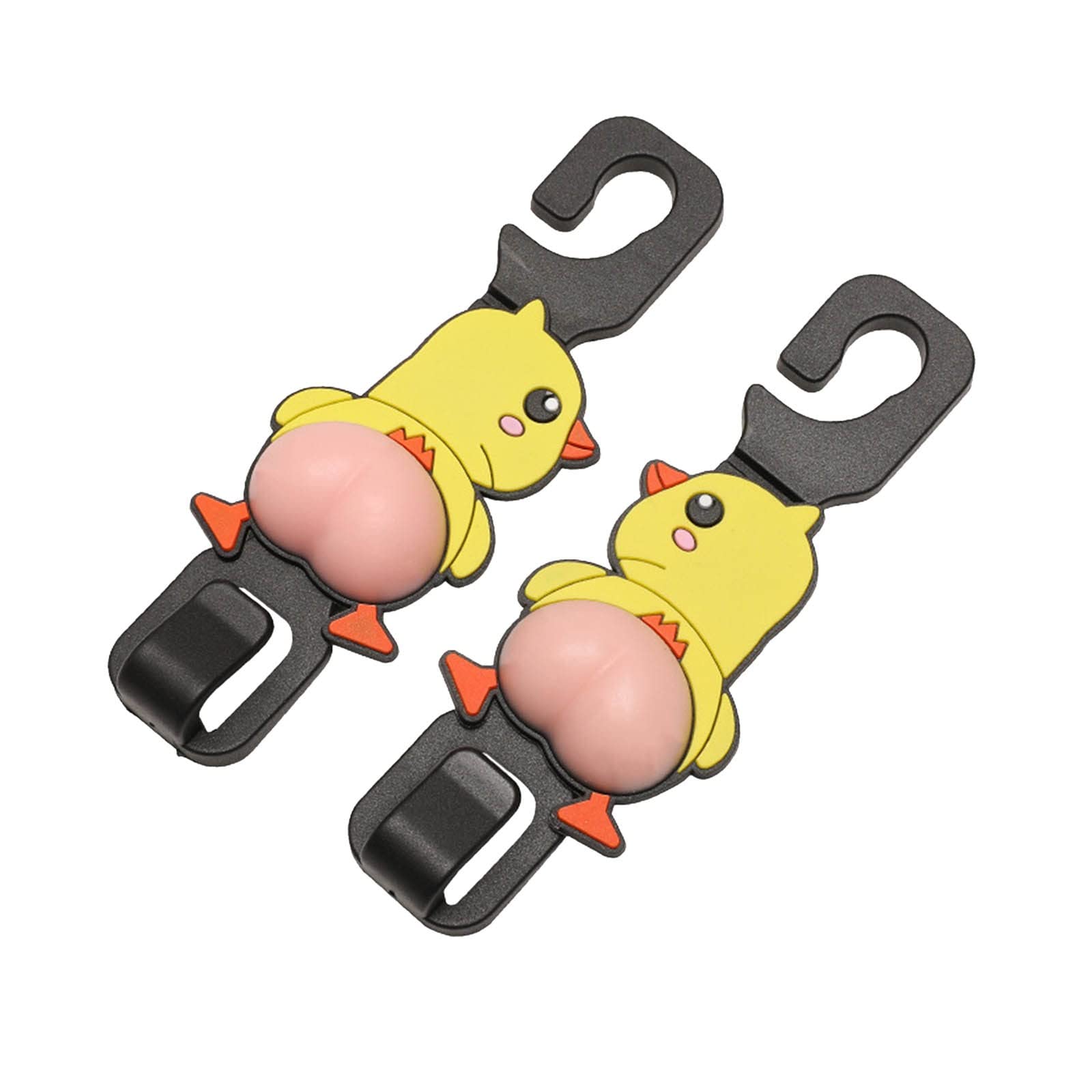 2PC Universal Car LED Lights with Cartoon Design - Multifunctional Back Seat Headrest Hook for Phone, Bag, Purse & Grocery Storage (Yellow, One Size) - Perfect for Road Trips & Nighttime Car Organization