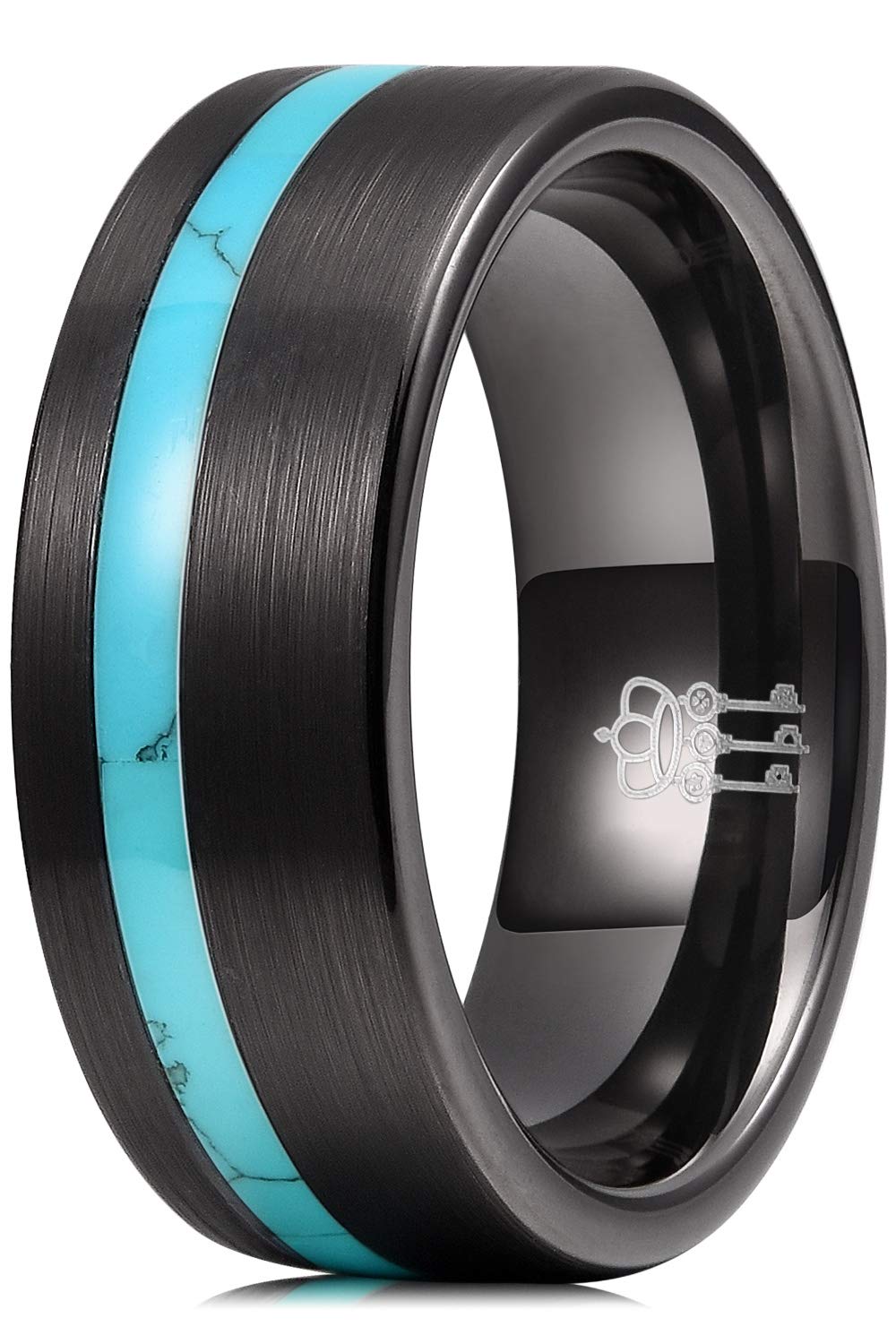 8mm Brushed Tungsten Carbide Wedding Ring for Men - Durable & Stylish Engagement Band with Antler Design - Perfect for Weddings, Anniversaries, and Special Occasions