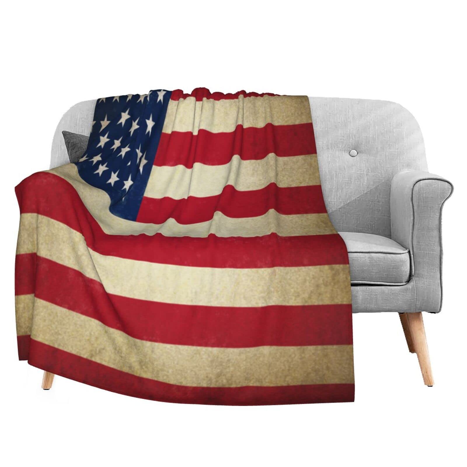 Premium Delerain Flannel Blanket with USA Flag Design - Ultra Soft & Lightweight All-Season Throw Blanket (60x80 Inches) - Perfect for Bed, Couch, Sofa - Ideal Gift for Women, Men & Kids - Home Decor, Camping, Picnics & Outdoor Adventures