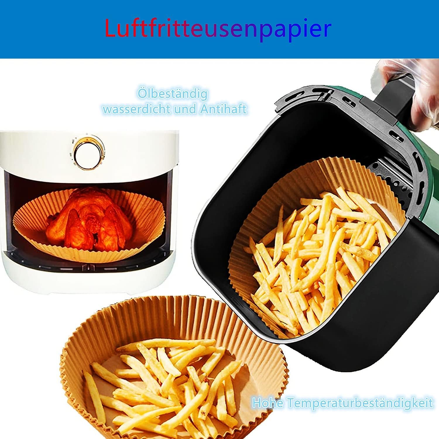 30 Pack Air Fryer Disposable Baking Paper Liners - Round Parchment Paper Sheets for Air Fryer, Oven, Grill & Frying Pan - Oil Proof & Waterproof for Cooking, Steaming & Frying - Perfect for Meal Prep, Party Snacks & Healthy Air Fried Foods