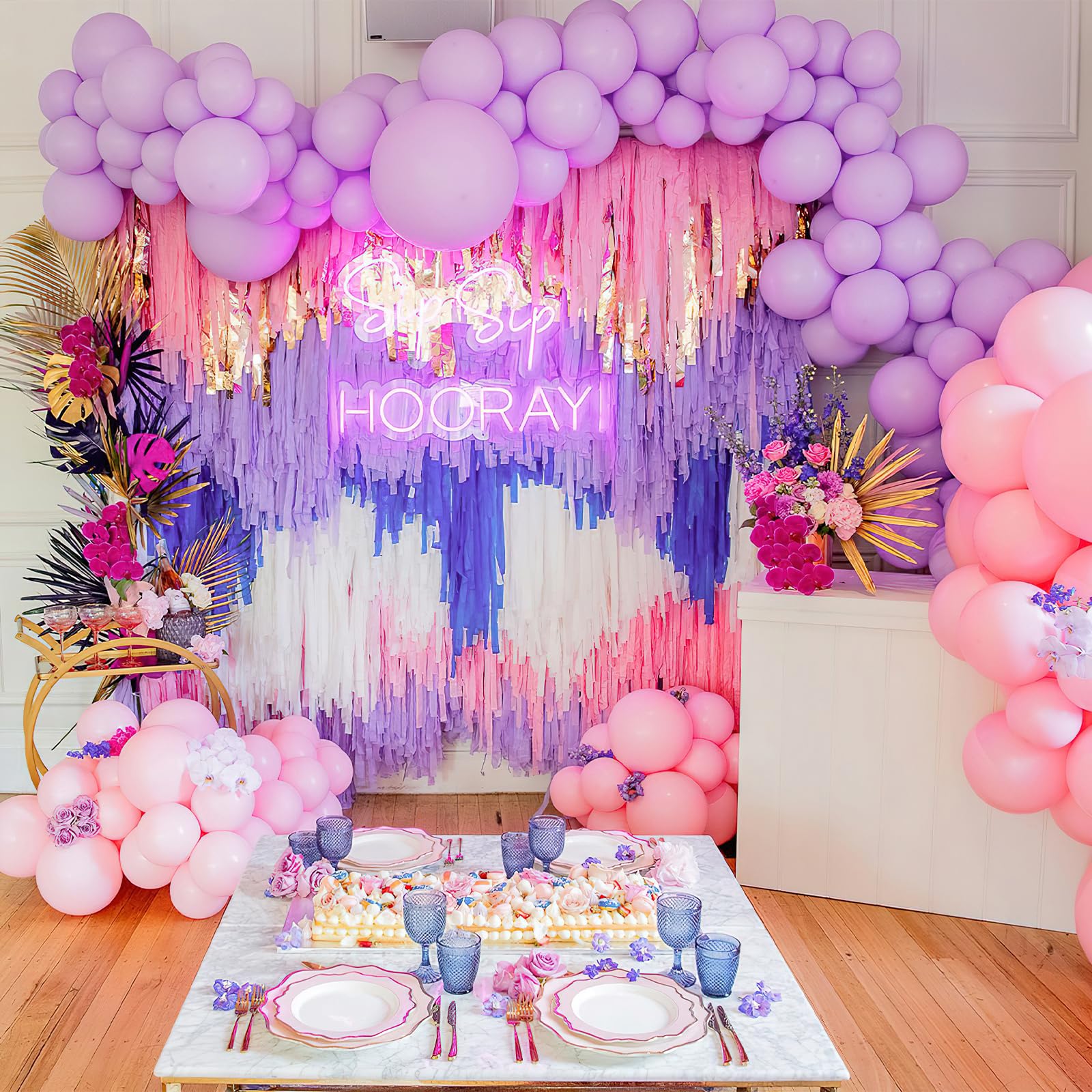 PartyWoo Crepe Paper Streamers 4 Rolls 328ft - Pearl Purple Party Decorations for Birthday, Baby Shower, Wedding & Holiday Celebrations | 1.8