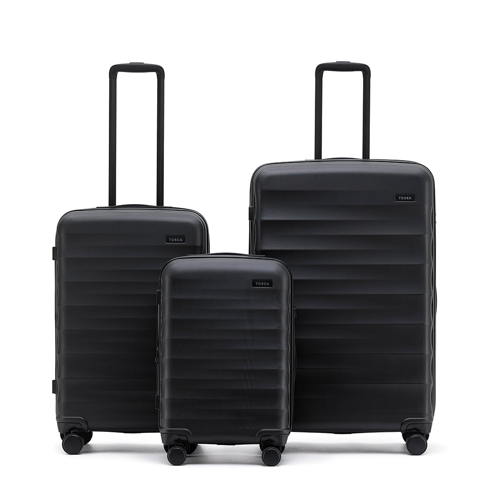 Tosca Interstellar 2.0 3-Piece Luggage Set - Black | Premium Hardshell Suitcases for Travel, Business & Vacation