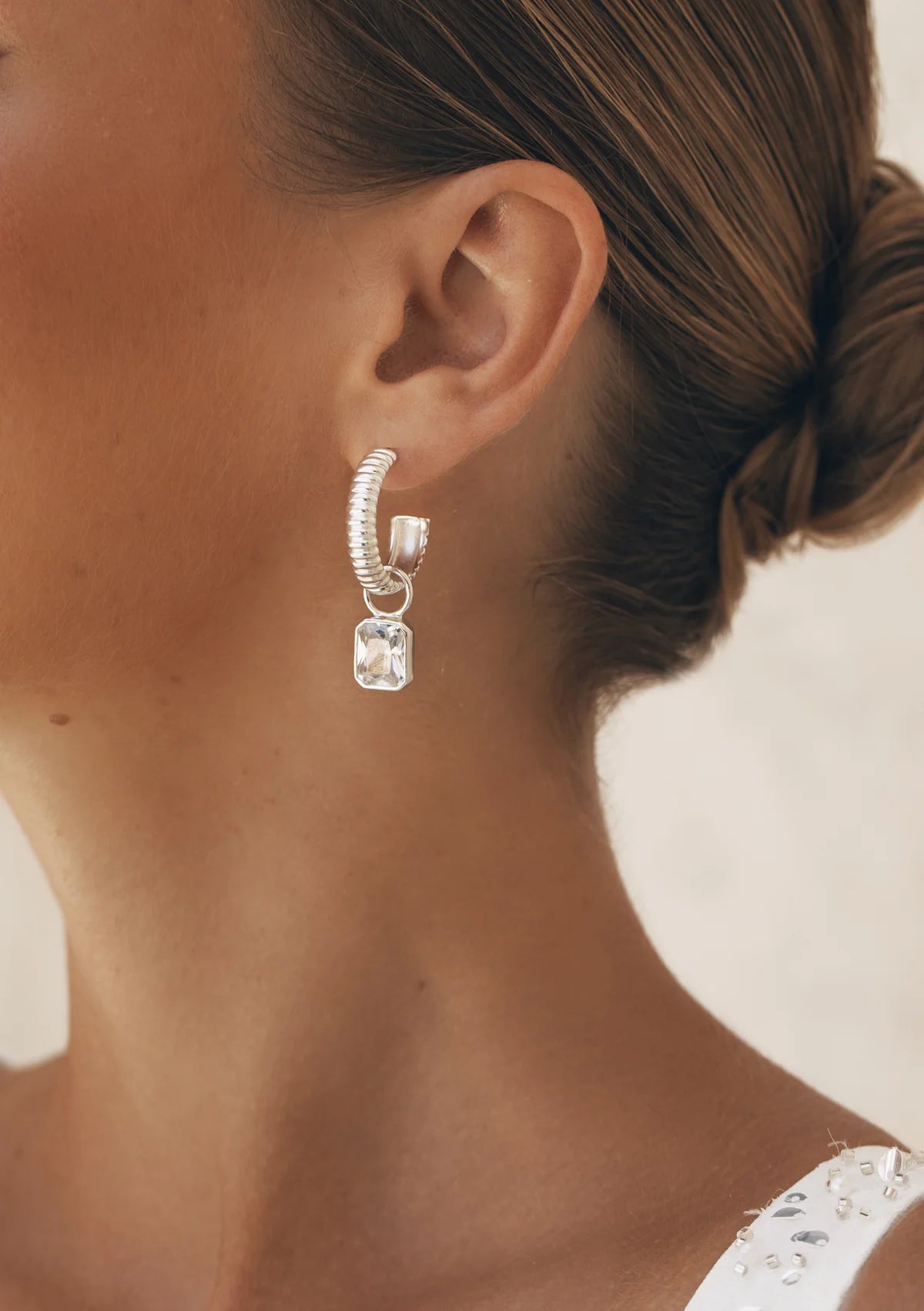 Lola Knight Dawn Crystal Charm Bridal Drop Earrings - Sterling Silver Wedding Jewelry for Brides, Bridesmaids & Formal Occasions