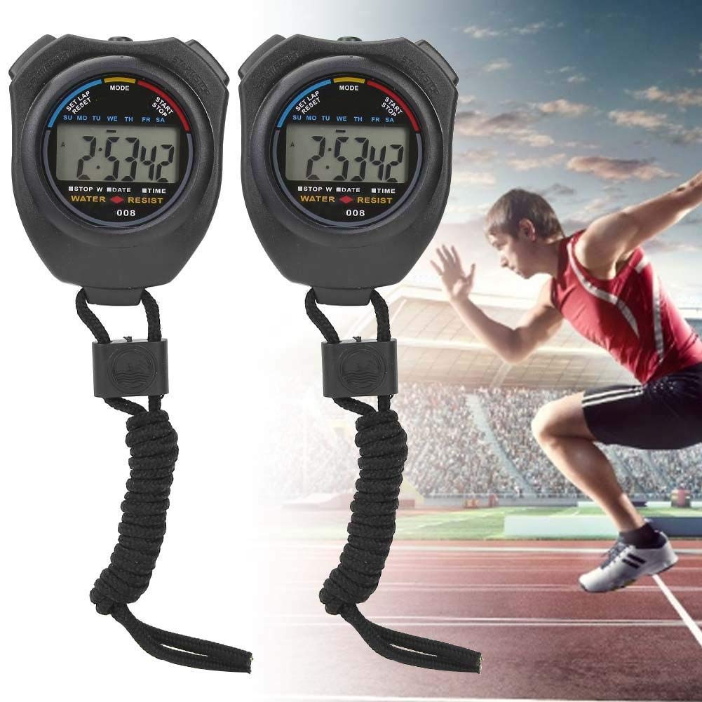 Digital Stopwatch for Sports - 2-Pack LCD Timer for Racing & Running