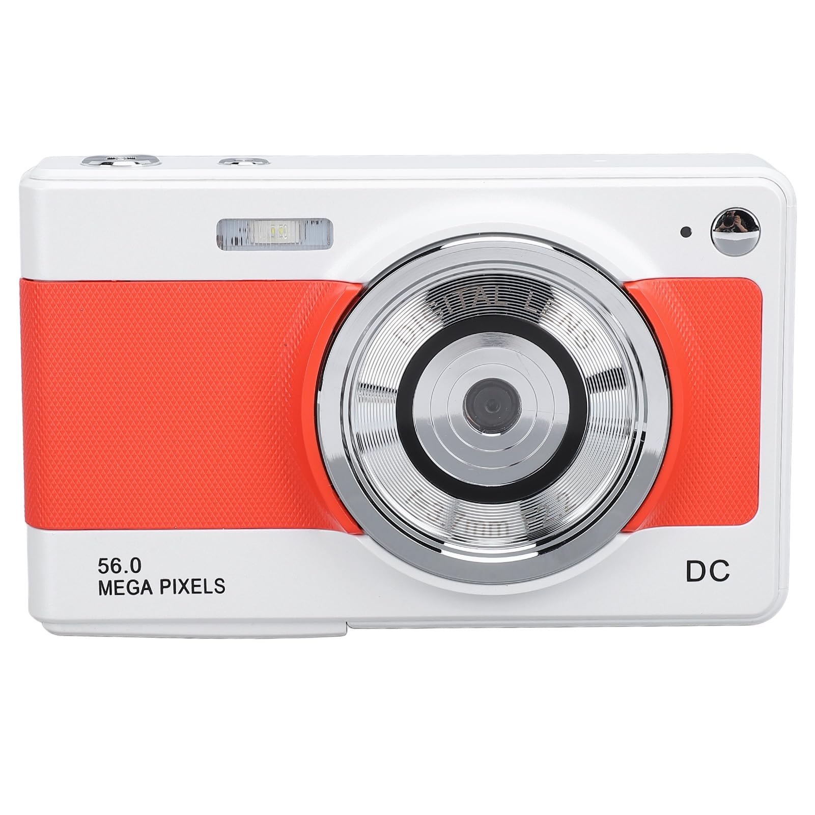 56MP Digital Camera FHD 1080P with 8X Zoom & Anti-Shake - Compact Point and Shoot Camera for Teens, Kids, Seniors & Beginners (White/Orange) - Perfect for Travel, Vlogging, Birthday Gifts & Everyday Photography