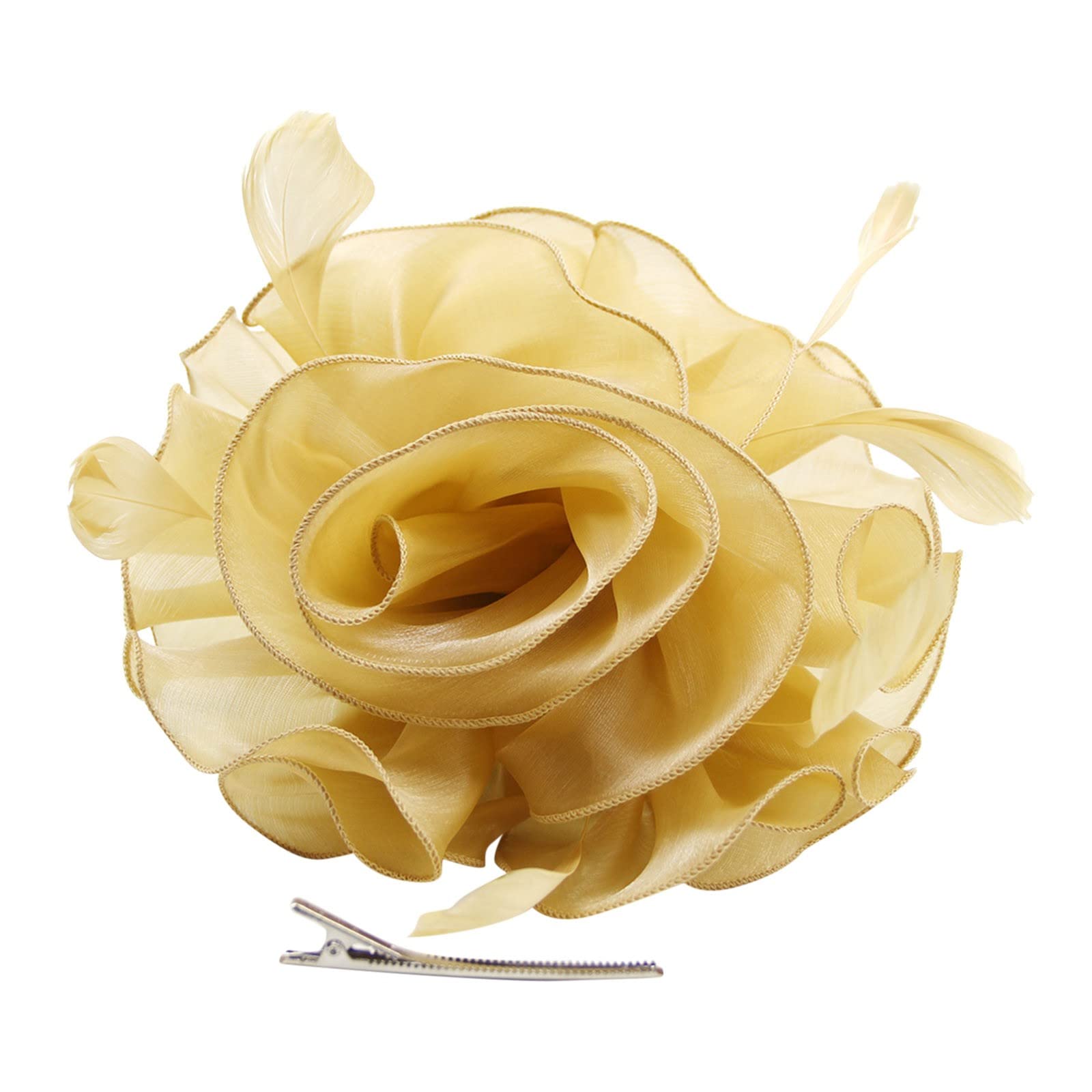 Women's Floral Feather Hair Bands - Elegant Headbands for Weddings, Cocktail Parties & Tea Parties - Thin & Fine Hair Accessories with Mesh Design