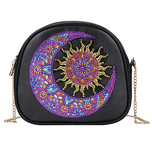 DIY Diamond Painting Coin Purse & Cosmetic Bag - Creative Handmade Shoulder Bag with Special-Shaped Diamonds (Purple Moon Pattern) - Perfect for Gift Giving, Travel & Fashion Accessories