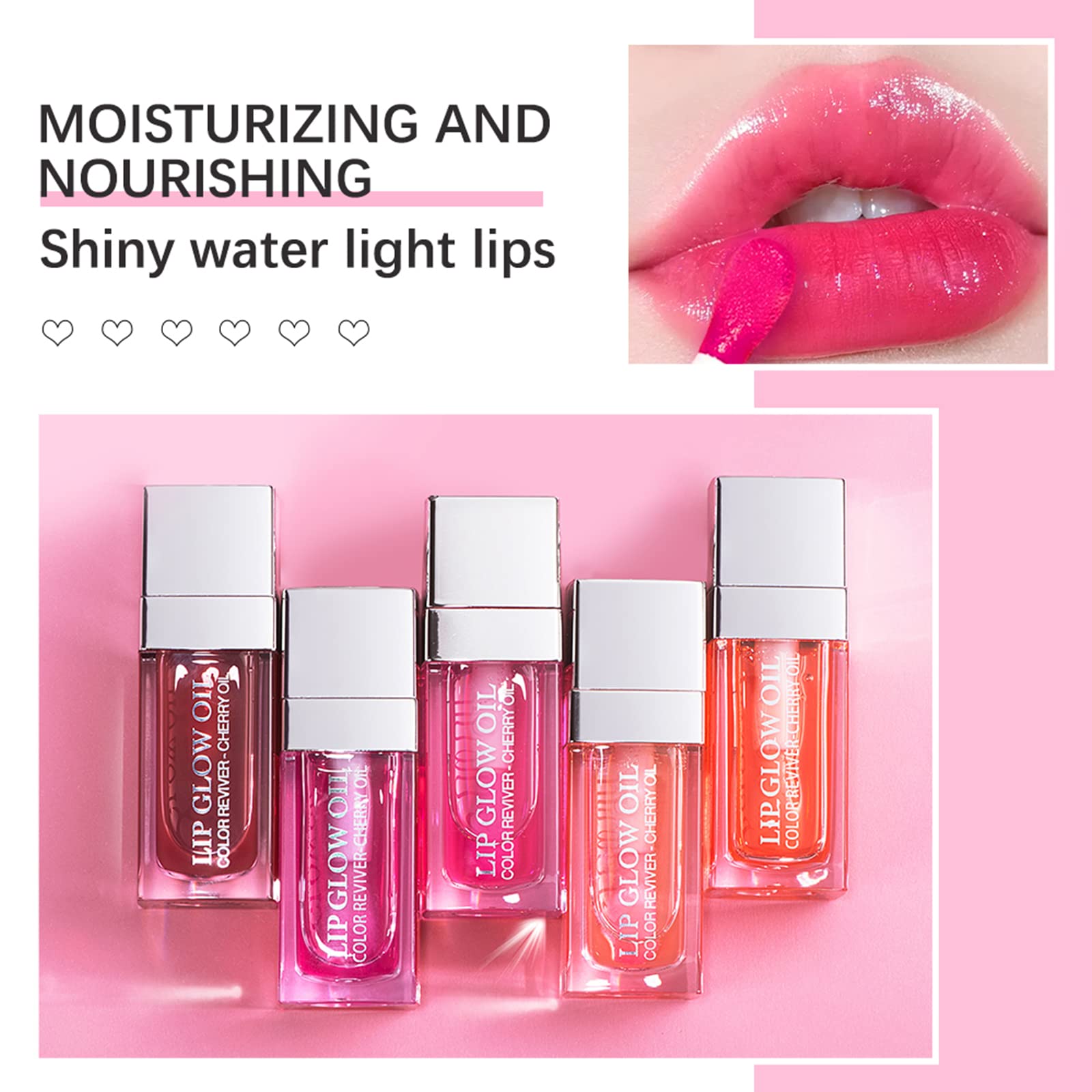 Prreal 2Pcs Hydrating Tinted Lip Oil - Plumping Lip Gloss with Vitamin E for Dry Lips, Non-Sticky Nourishing Lip Care, Glassy Shine Lip Balm & Tint (Color C) | Perfect for Daily Moisture, Night Care & Makeup Looks