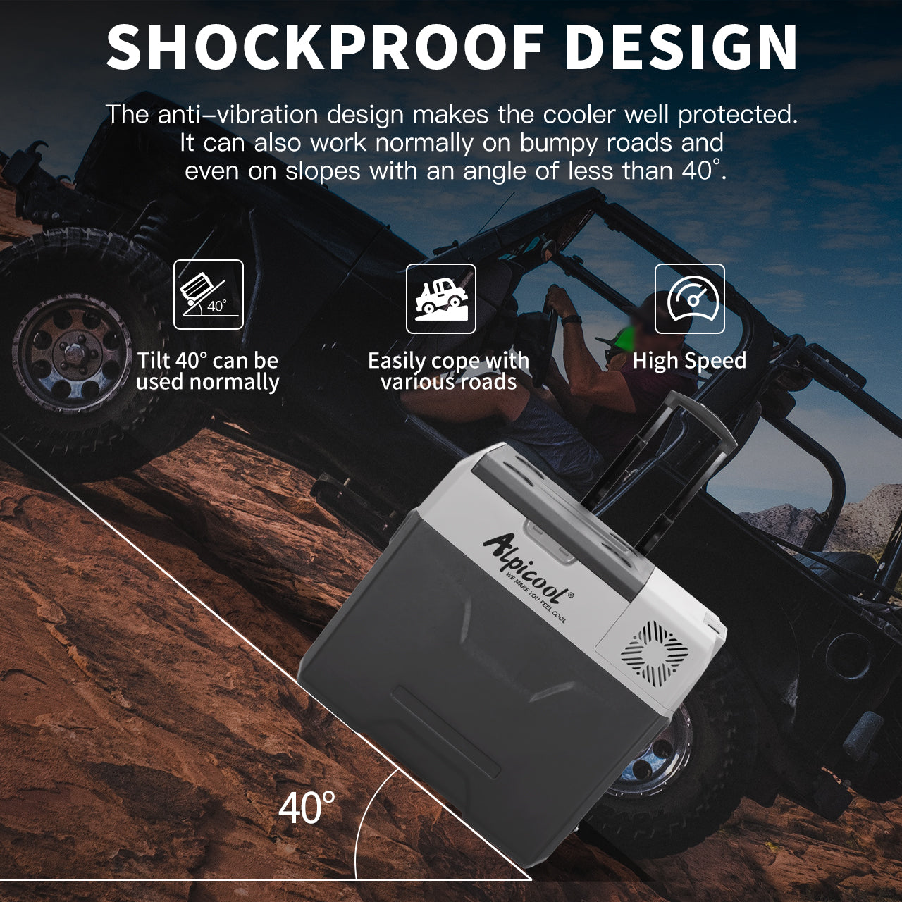 Alpicool CX40 12V/24V Portable Car Refrigerator and Freezer - 40 Quart Electric Cooler for Road Trips, Camping, and Outdoor Adventures