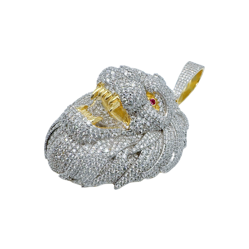 VVS Moissanite Lion Pendant Necklace for Men - 925 Sterling Silver with 14k Gold Plating - Customizable Luxury Jewelry Gift for Birthday, Anniversary & Special Occasions