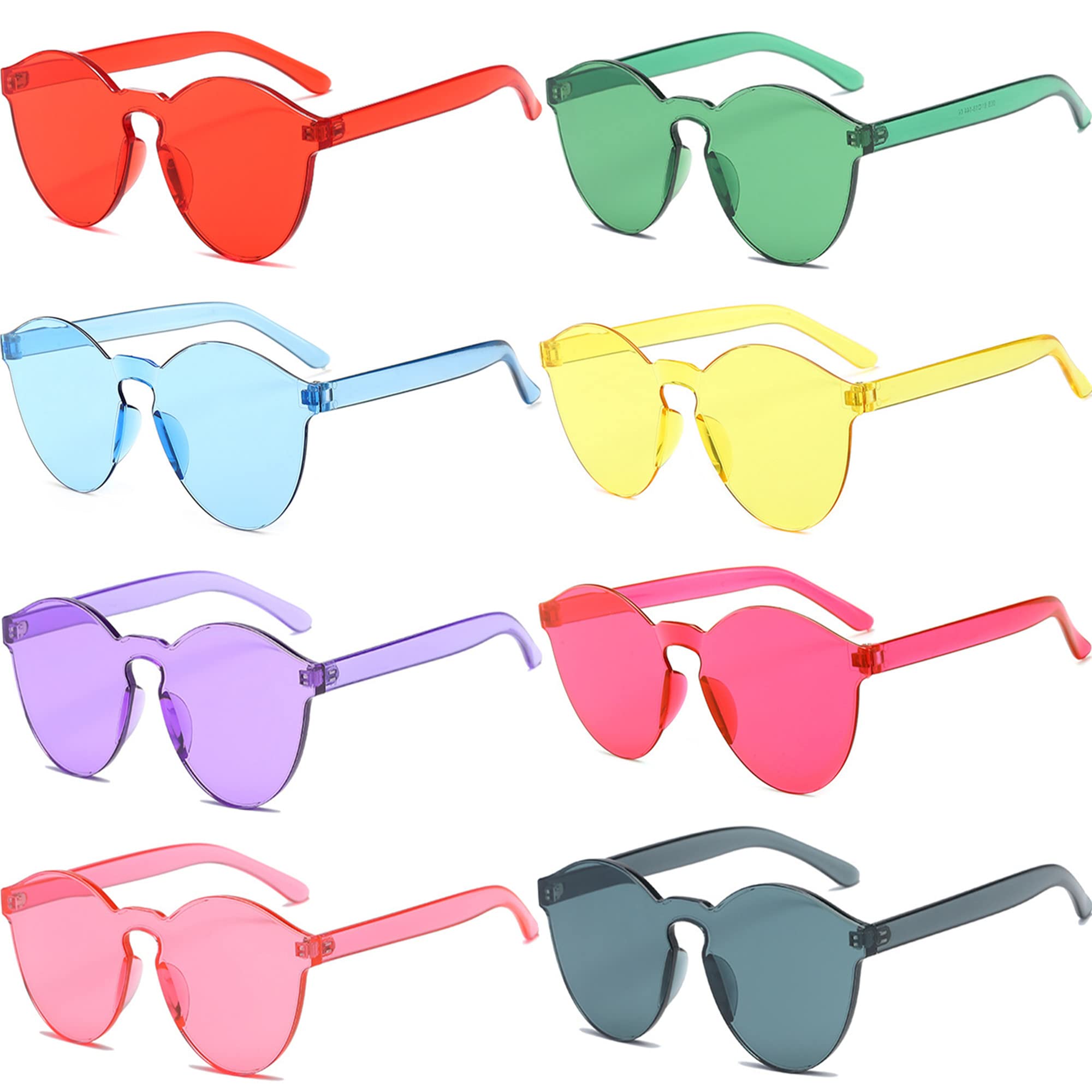 Heart Shaped Rimless Sunglasses - Trendy Tinted Party Favors, Monoblock Transparent Candy Color Glasses for Women & Girls - Perfect for Pool Parties, Beach Outings & Festive Celebrations