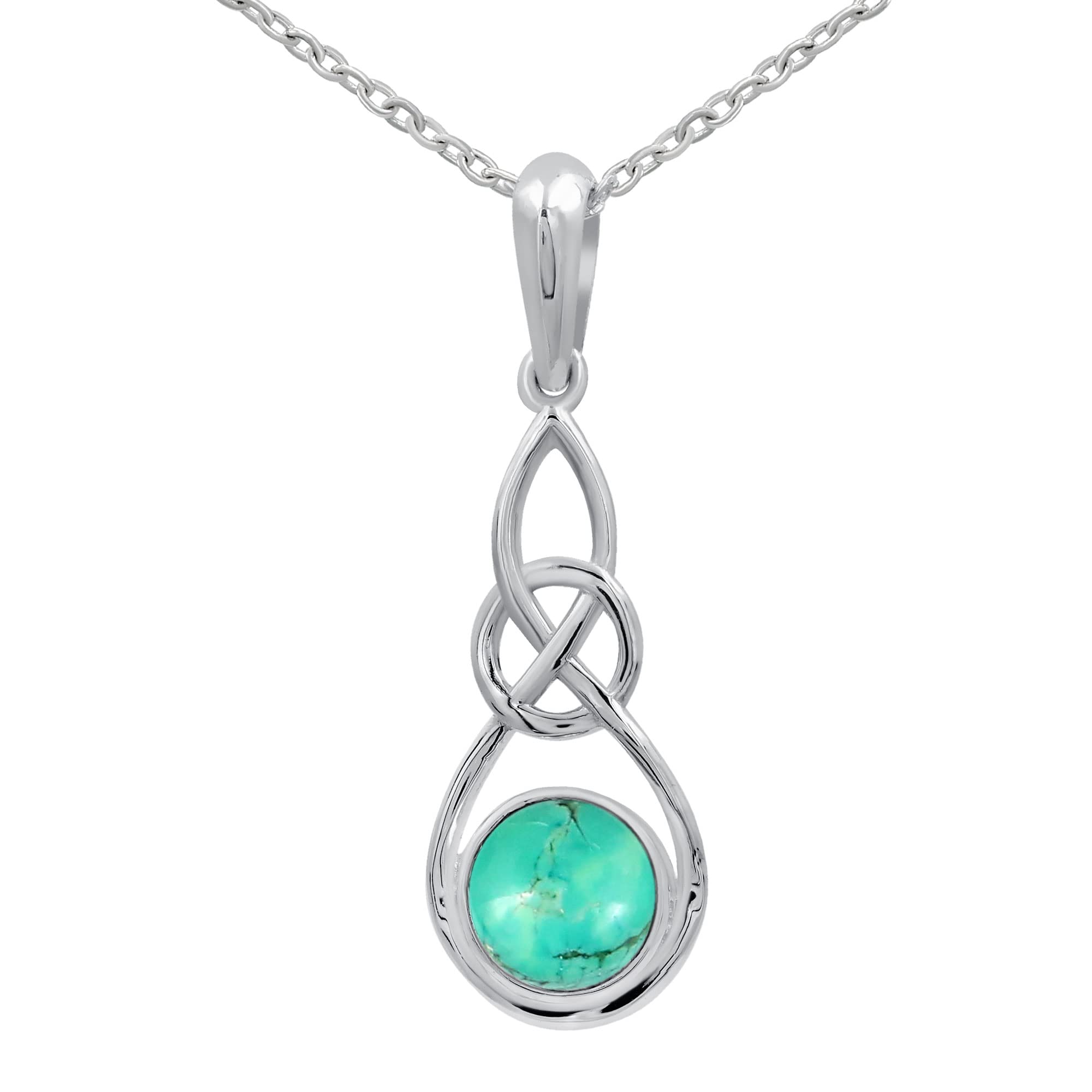 TISHAVI Natural Round Semi-Precious Gemstone Pendant Necklace for Women - Sterling Silver Birthstone Jewelry with 18-Inch Chain | Perfect Gift for Mom, Wife, Sister on Birthday, Anniversary & Women's Day | Elegant Everyday Wear & Special Occasion Accessory