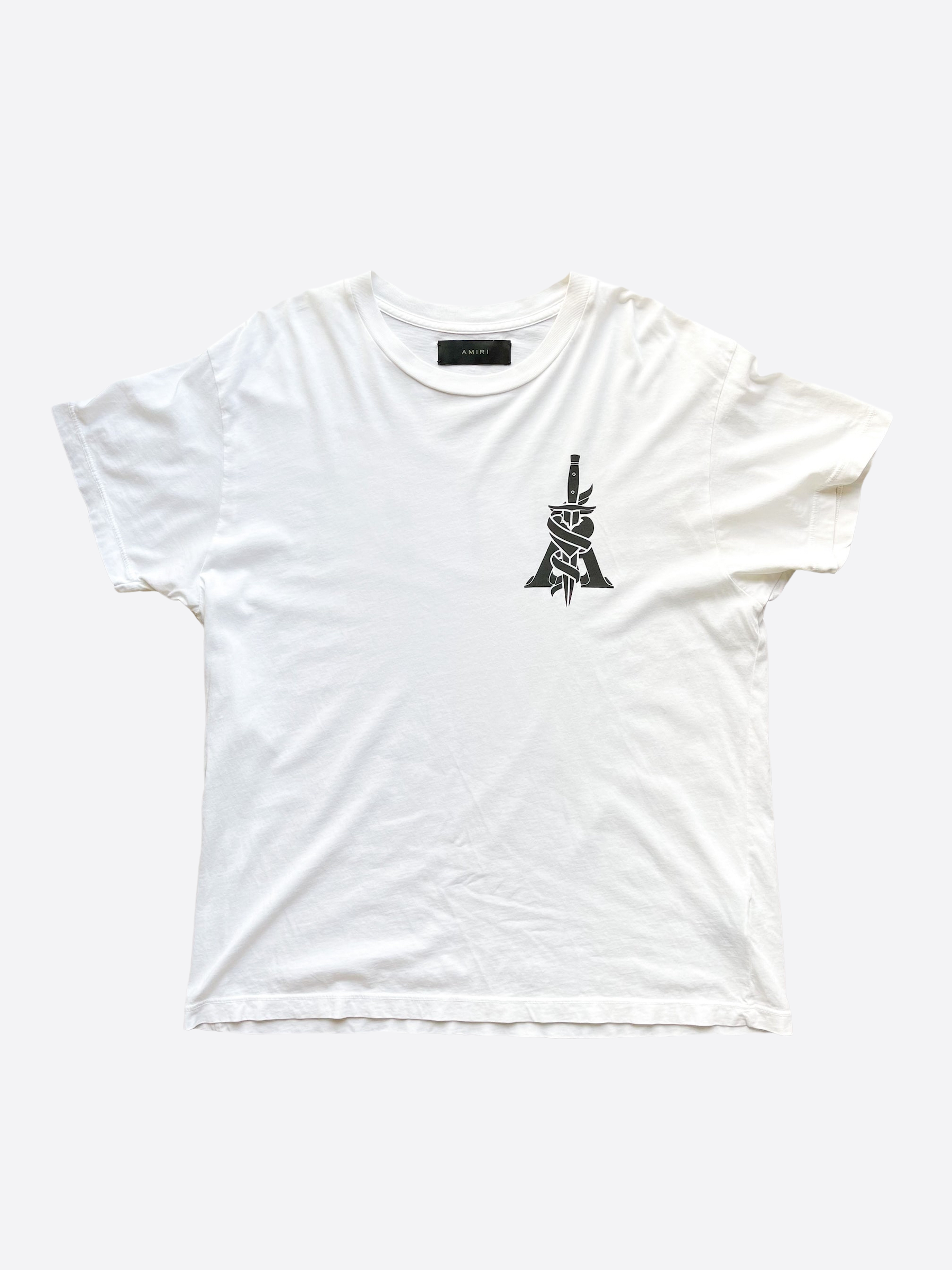 Amiri White Dagger Logo T-Shirt - Men's Premium Cotton Graphic Tee for Casual Wear & Street Style Fashion