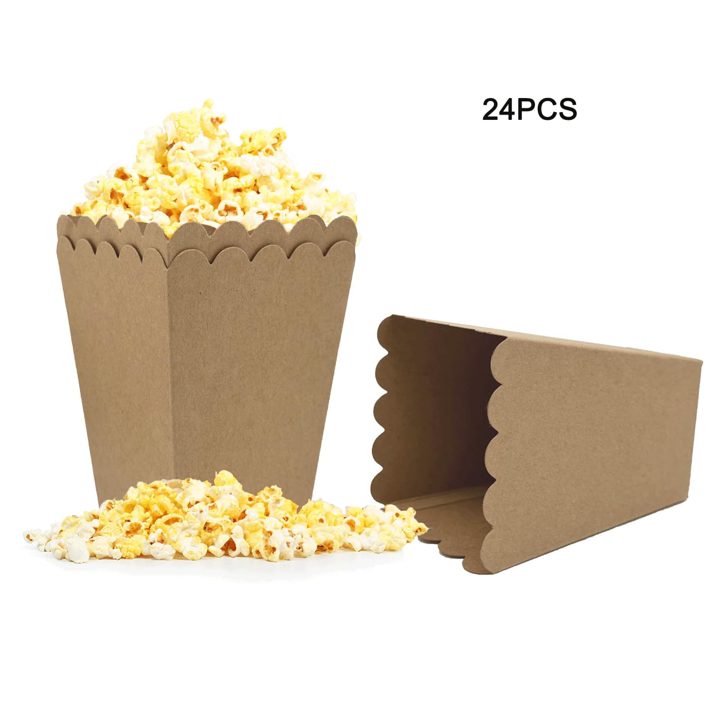 Eco-Friendly Kraft Paper Popcorn Boxes - 24 Pack Mini Cardboard Popcorn Containers for Movie Nights, Parties & Events | Biodegradable & Sustainable Snack Packaging