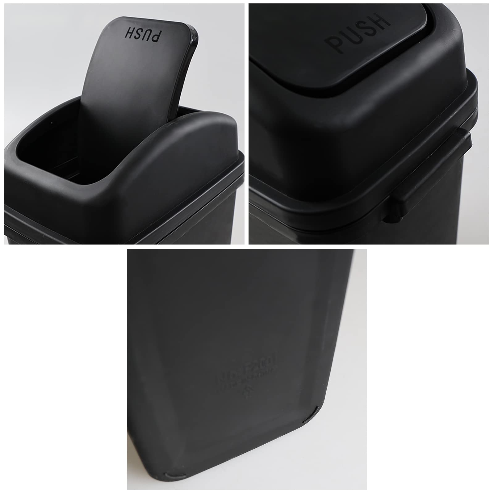 2 Gallon Swing Top Trash Can with Lid - Small Kitchen & Bathroom Garbage Bin for Home, Office, Dorm - Black Wastebasket for Easy Disposal & Odor Control